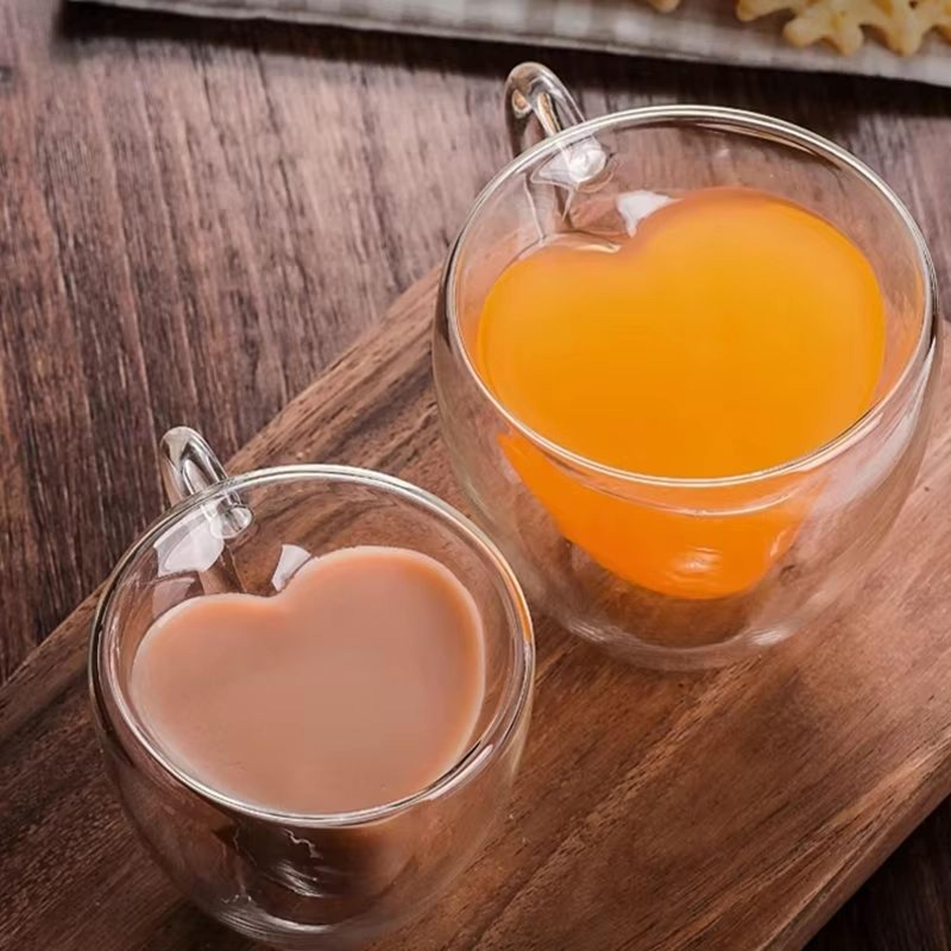 HeartCup Double Wall Glass Cup With Handle  Insulated Clear Tea Coffee Latte Mug 1