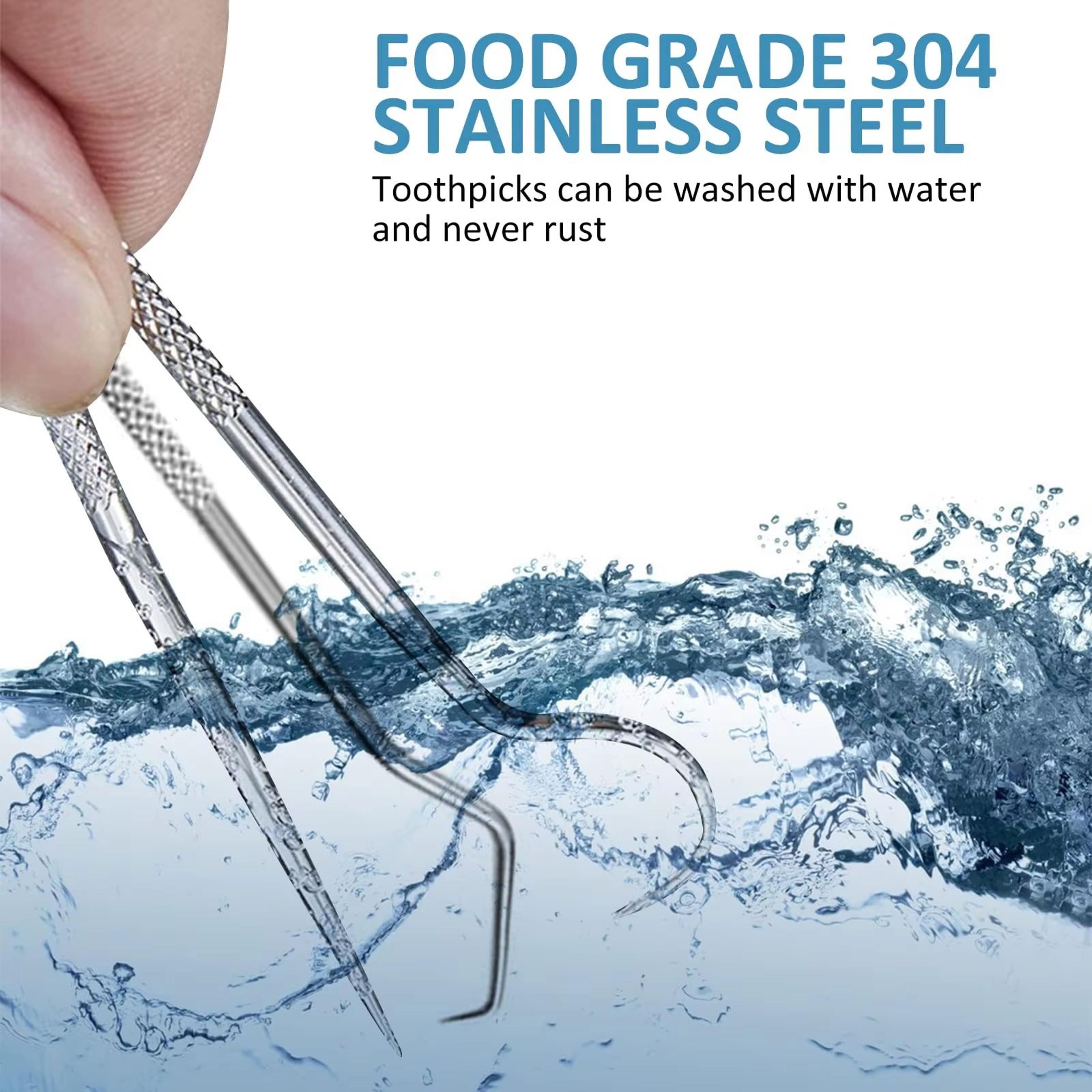 Stainless Steel Reusable Toothpick Set  Portable Metal Floss Picks For Clean Teeth Anywhere 3