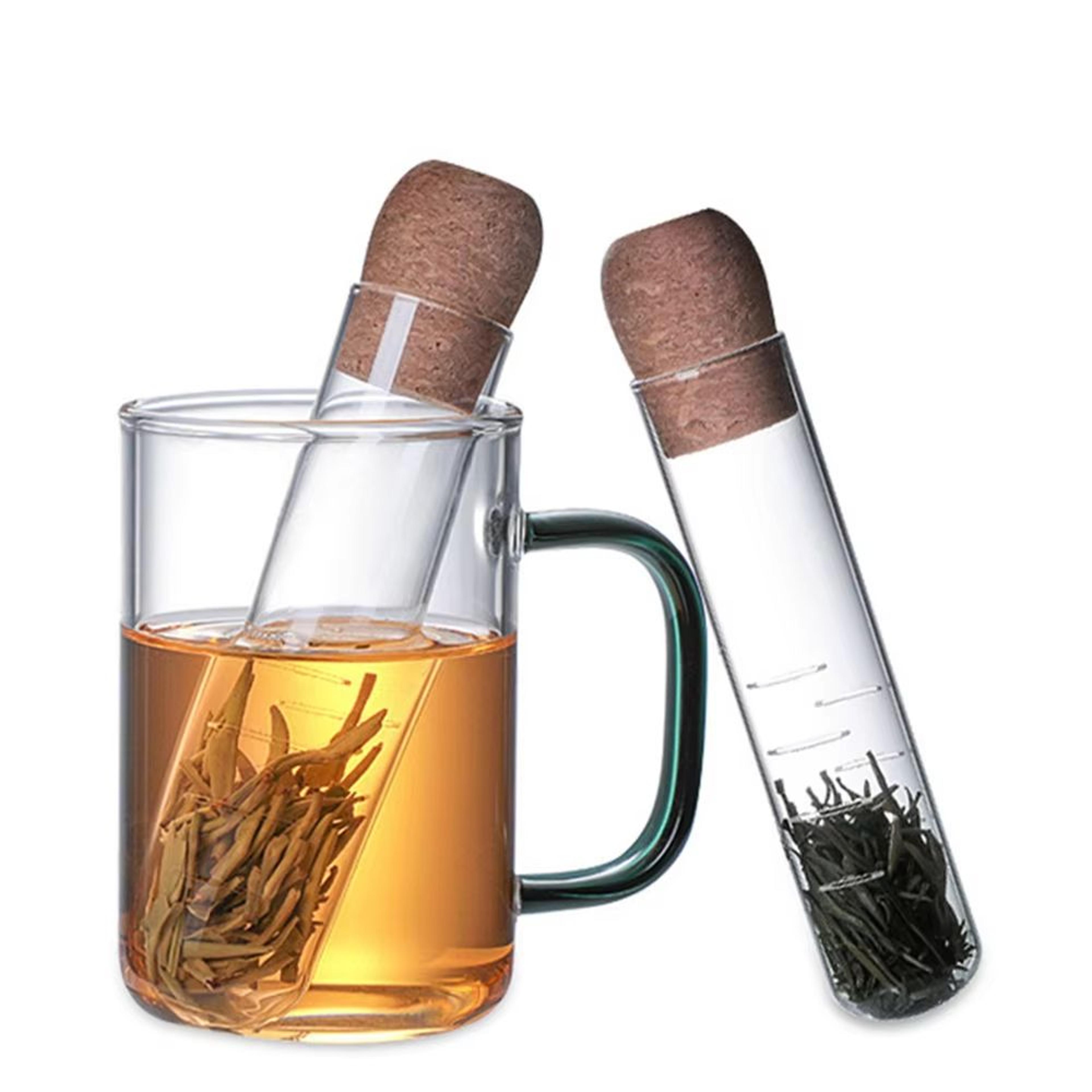 ClearBrew Glass Tea Infuser With Cork Lid  Transparent LooseLeaf Steeper And Strainer For Tea Cups  0
