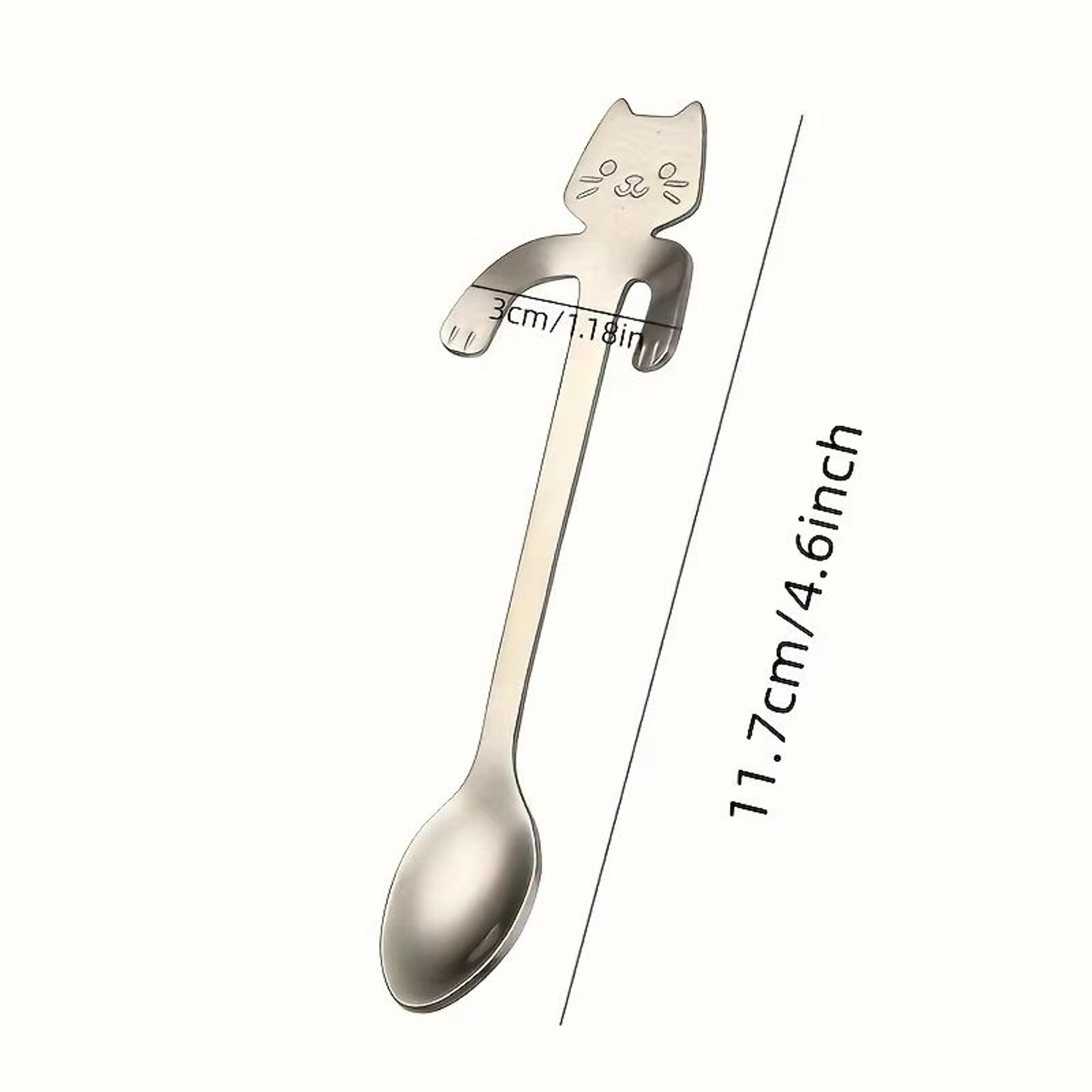 Cute Cat Stainless Steel Coffee  Dessert Spoon  Hanging Teaspoon For Mugs And Ice Cream 6