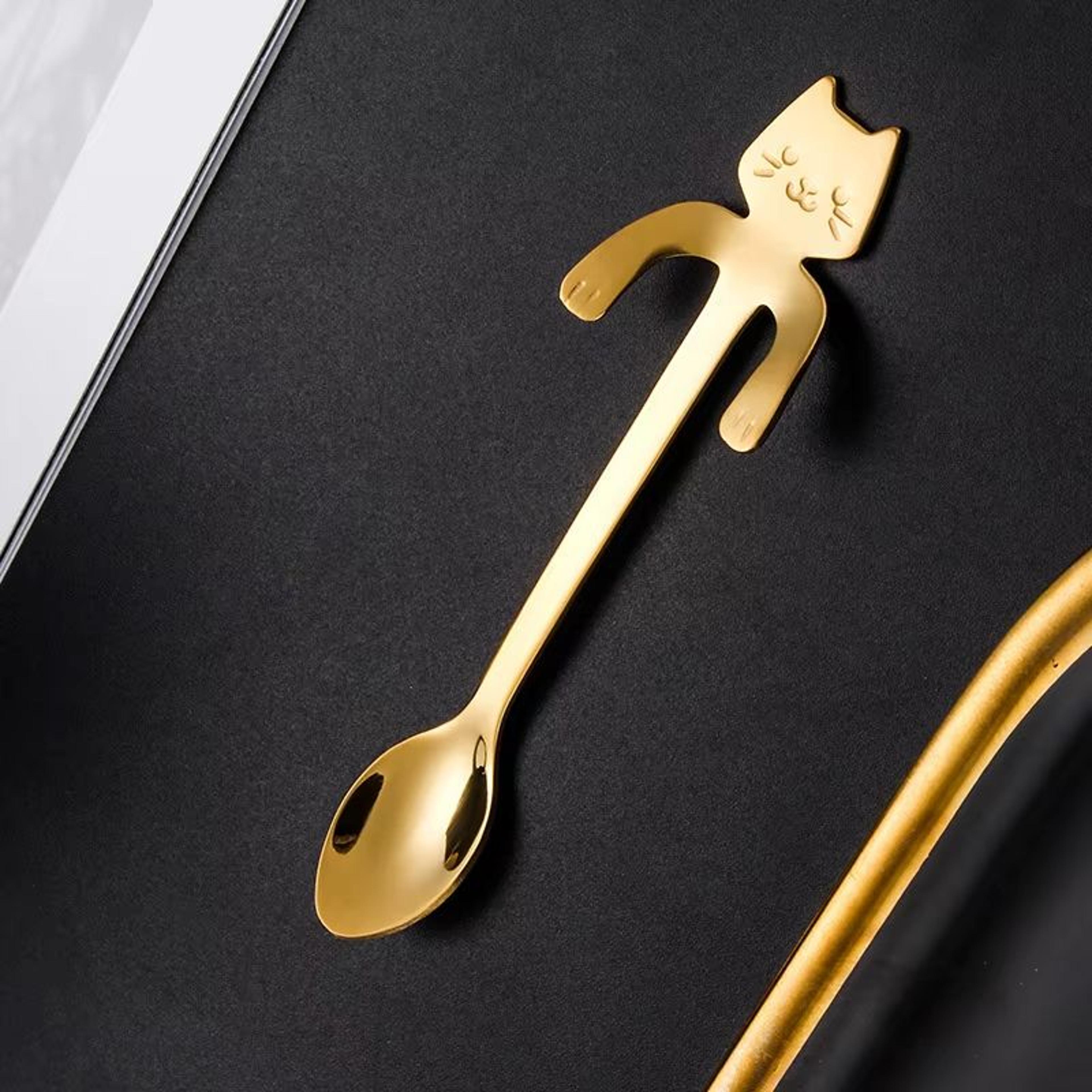 Cute Cat Stainless Steel Coffee  Dessert Spoon  Hanging Teaspoon For Mugs And Ice Cream 7