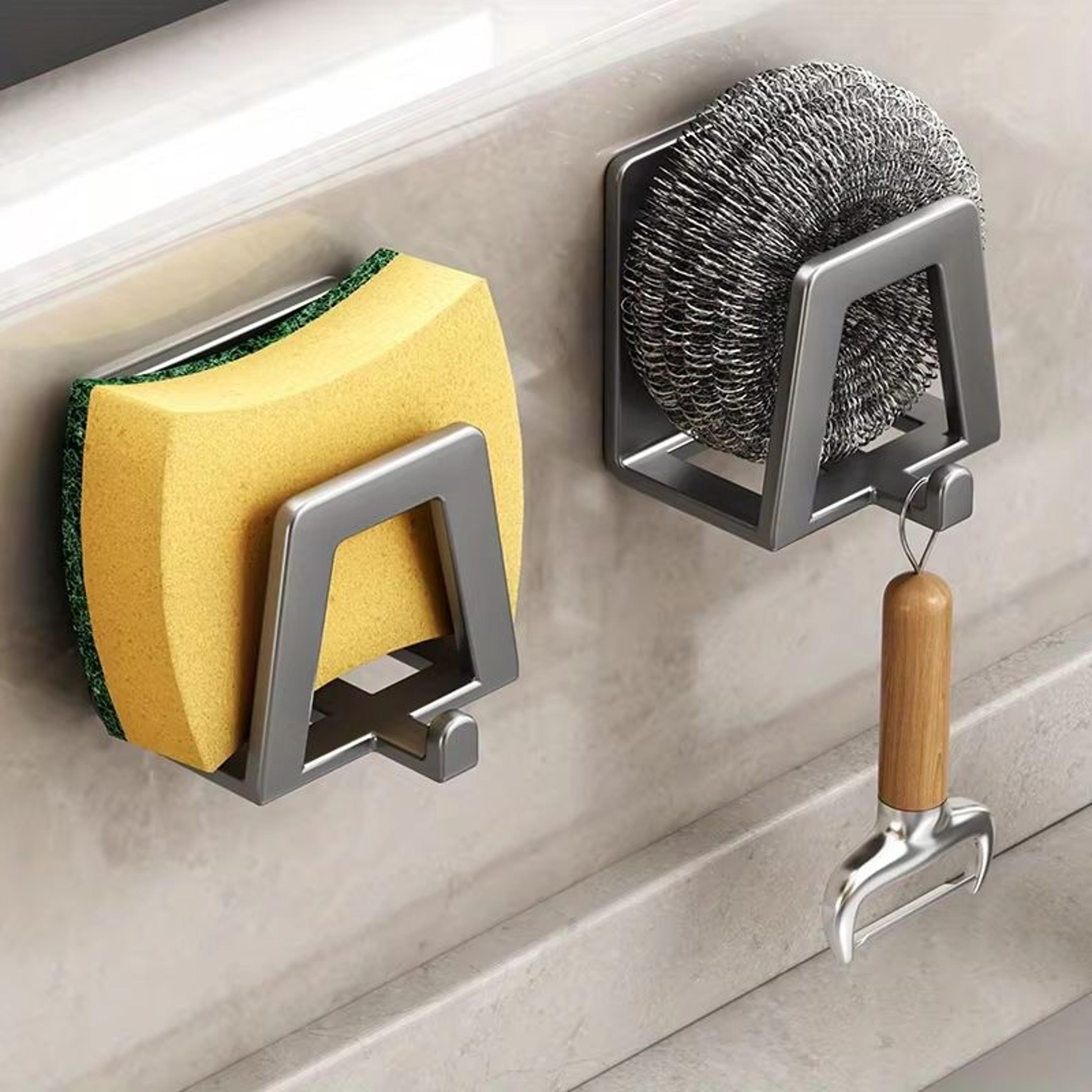 stainless steel adhesive sponge holder – rustproof sink caddy organizer for fast drying