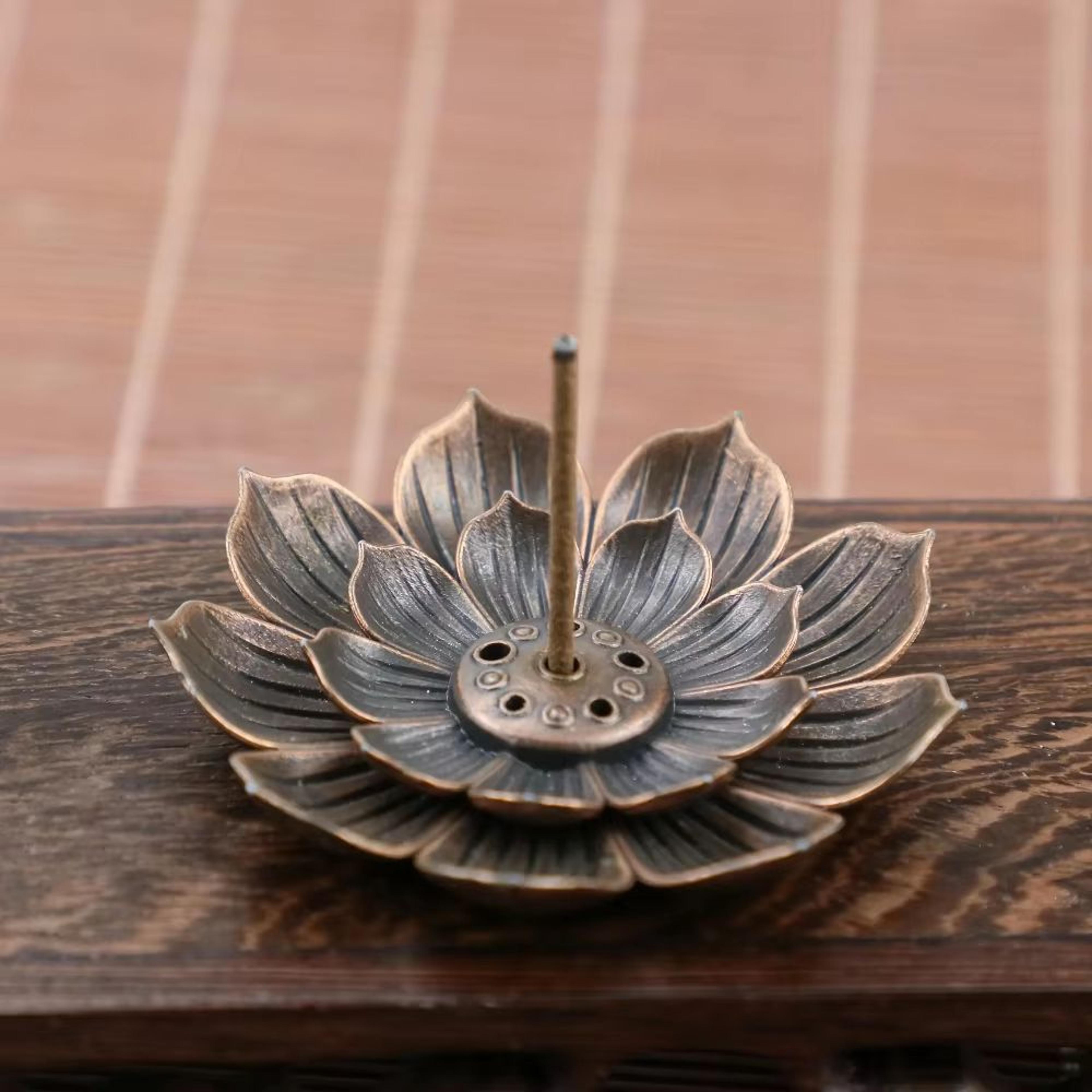 Lotus Alloy Incense Burner And Stick Holder For Meditation And Home Decor 3