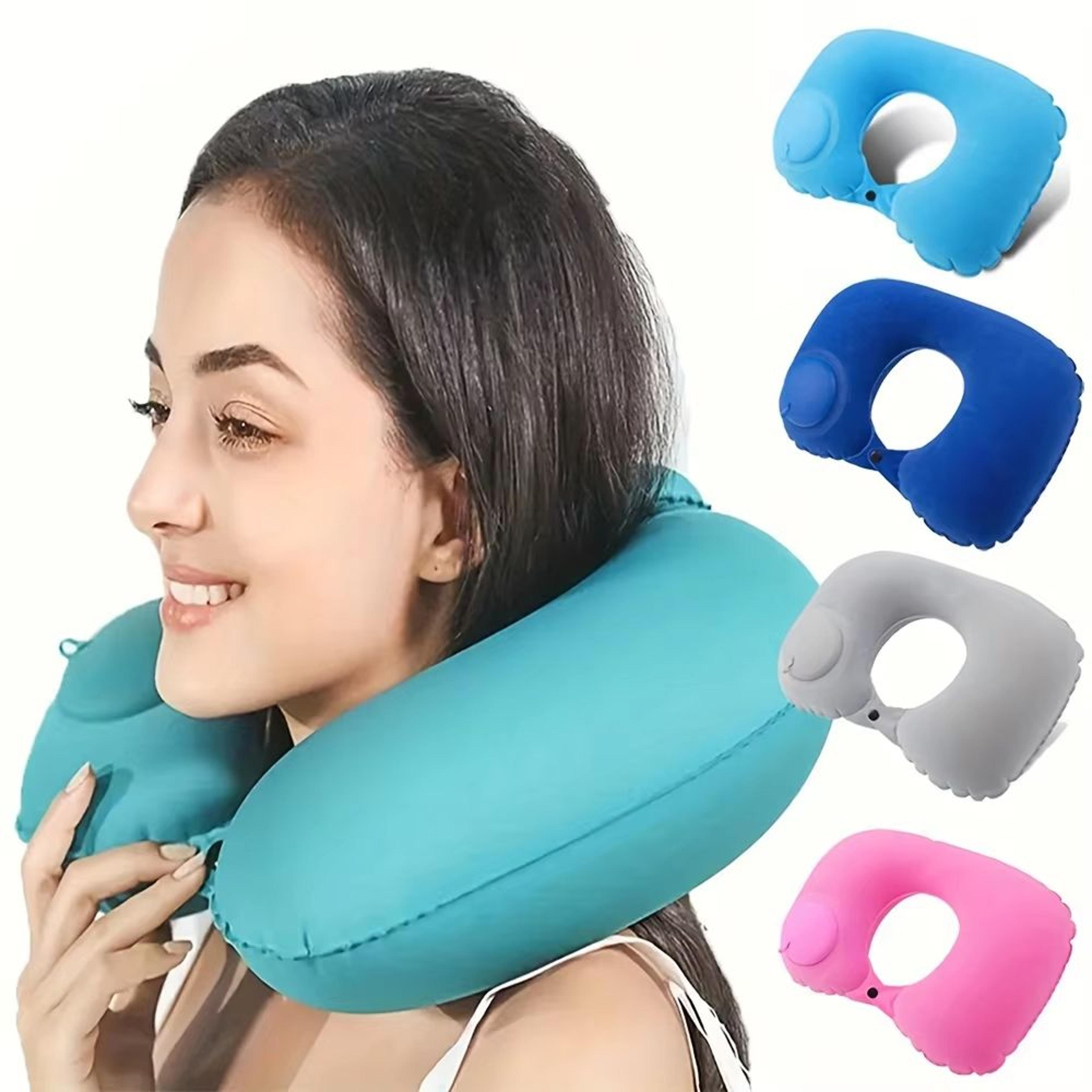 travelflock inflatable portable neck pillow for travel & outdoor