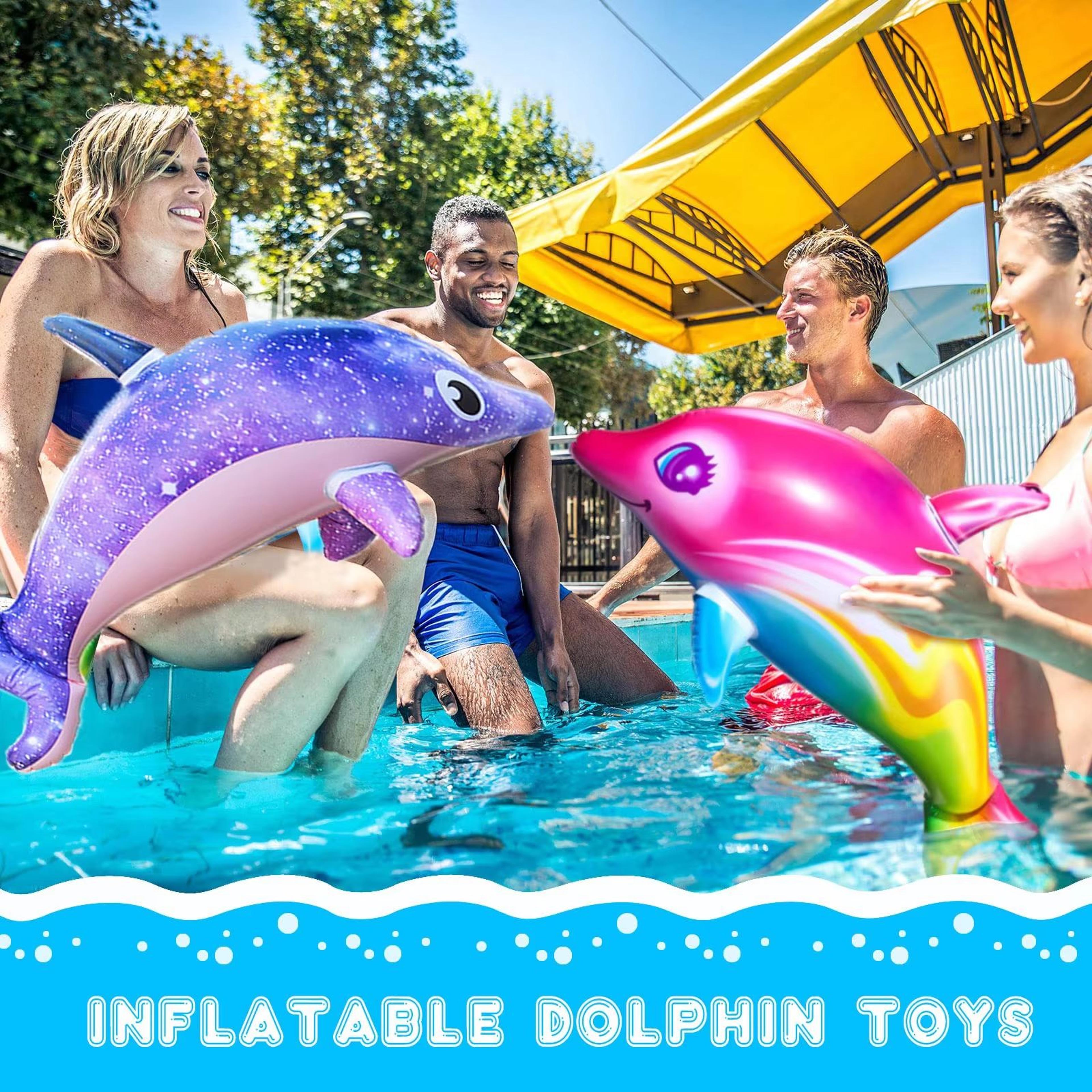 RainbowSplash Inflatable Dolphin Toy  OceanTheme Party  Pool Decoration 0