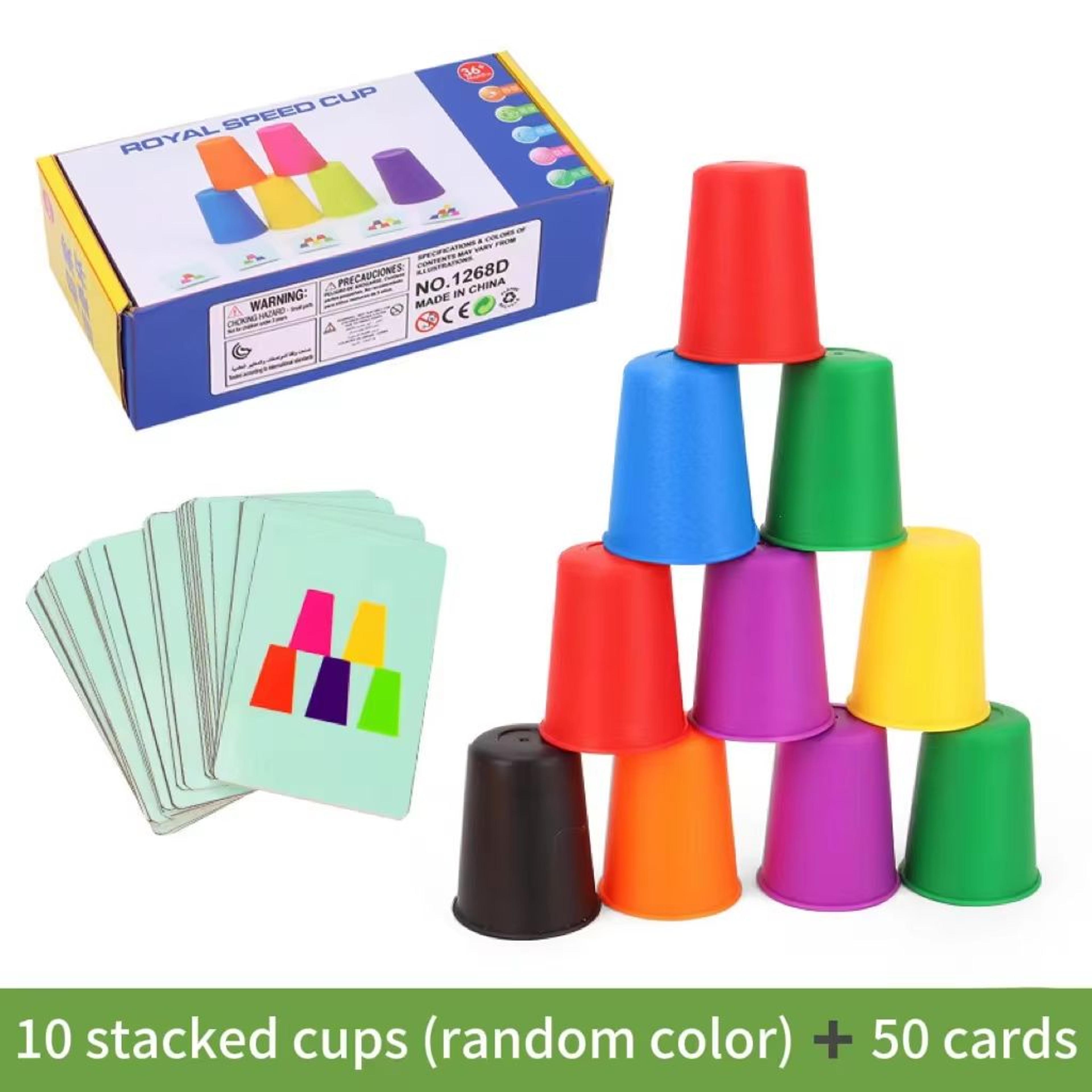 Montessori Mini Stack Cup Color Matching Game With Cards 0