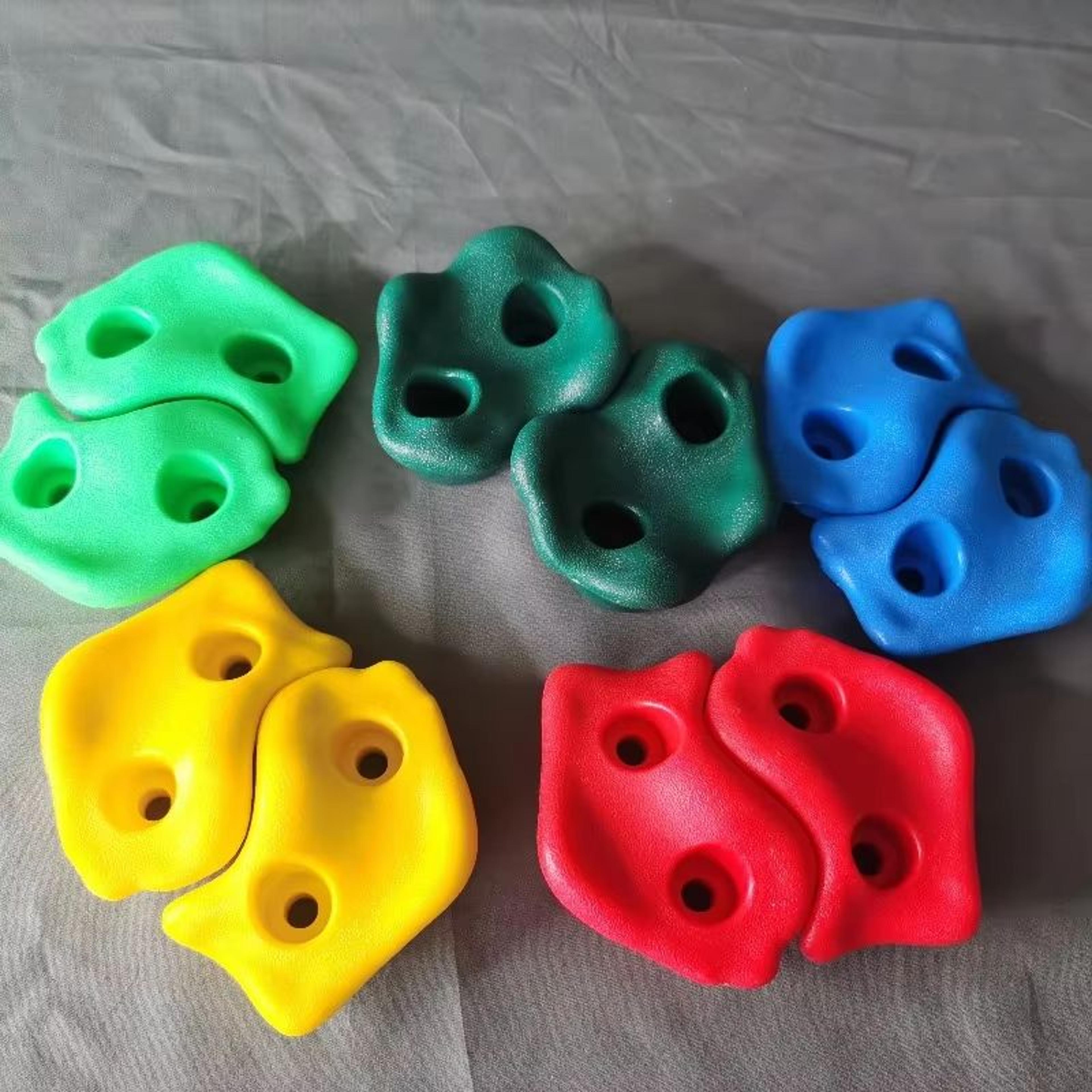 kids rock climbing wall holds set, 10 piece plastic climbing stones for indoor and outdoor play