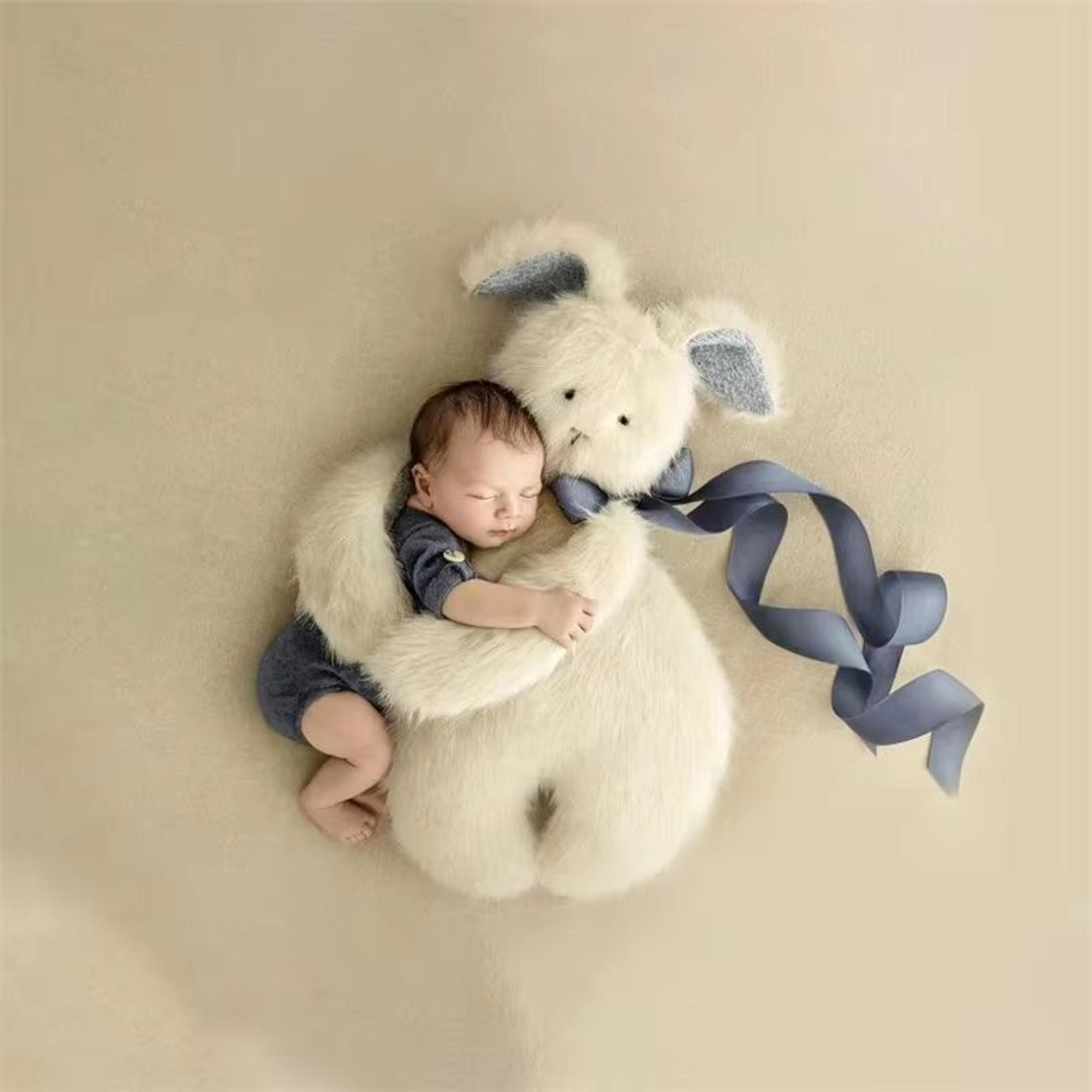 Plush Bunny Newborn Photography Prop Set With Posing Pillow And Mat 2