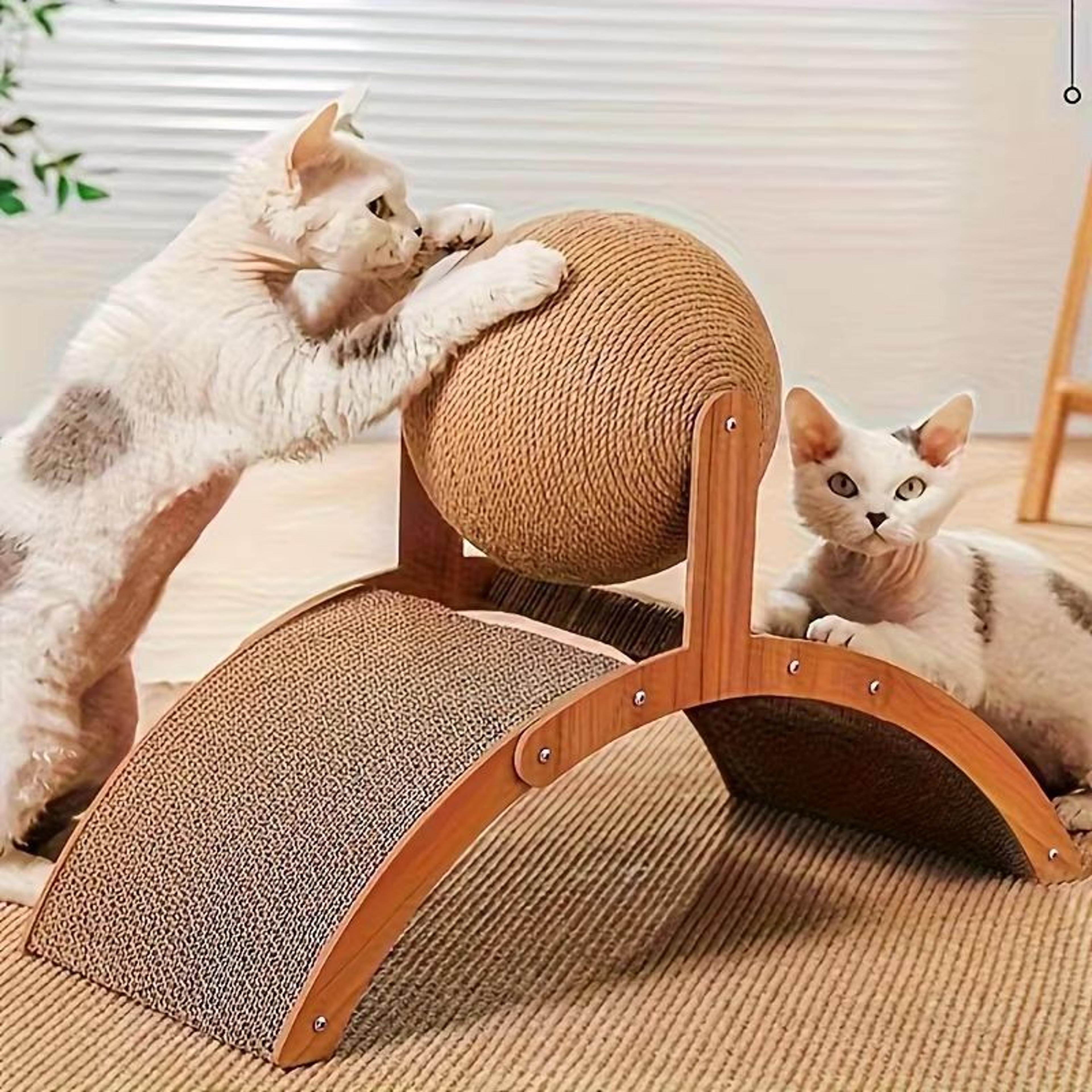 vertical cat scratching ball & board toy with corrugated column