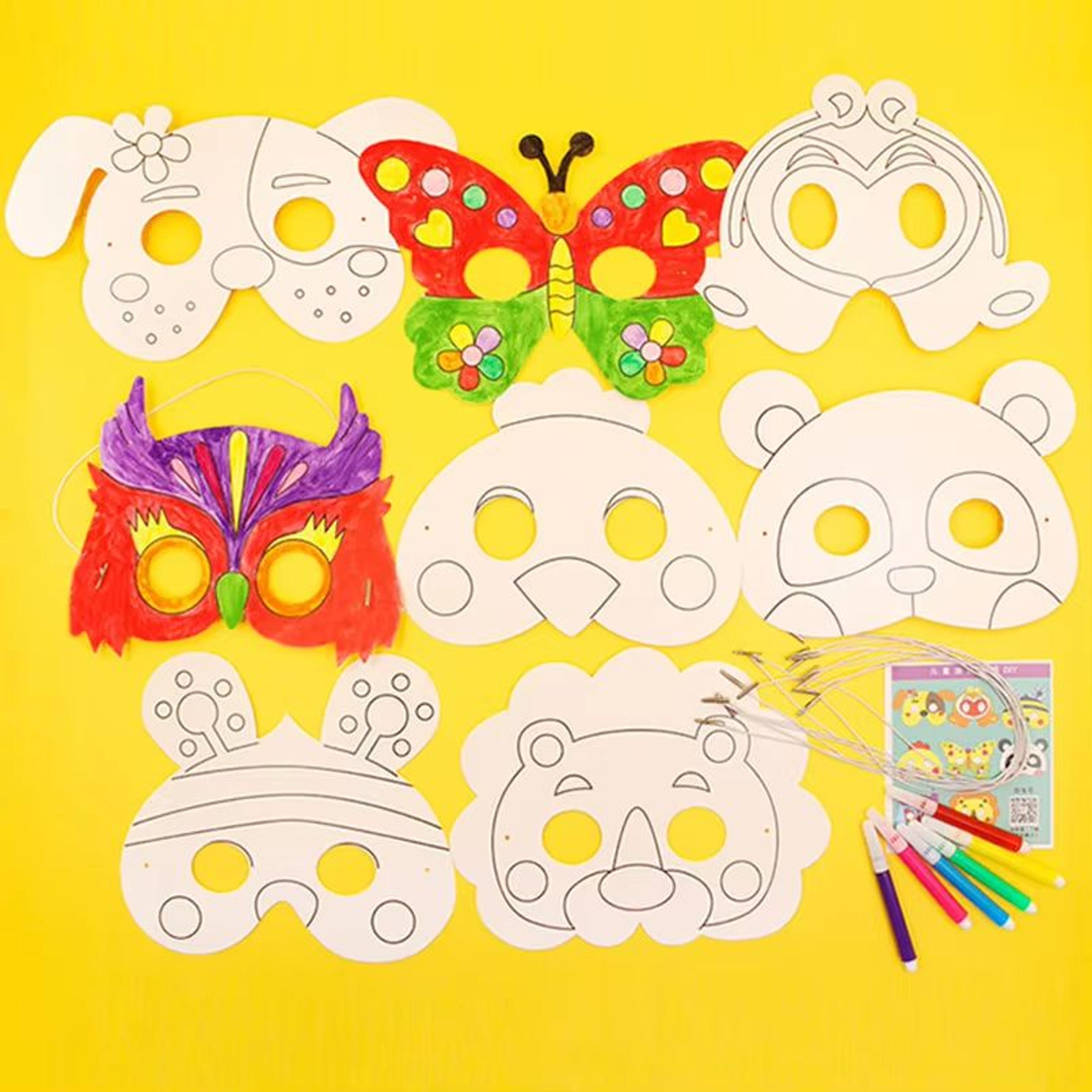 Kids 8Piece Cartoon Animal DIY Mask Craft Kit 1