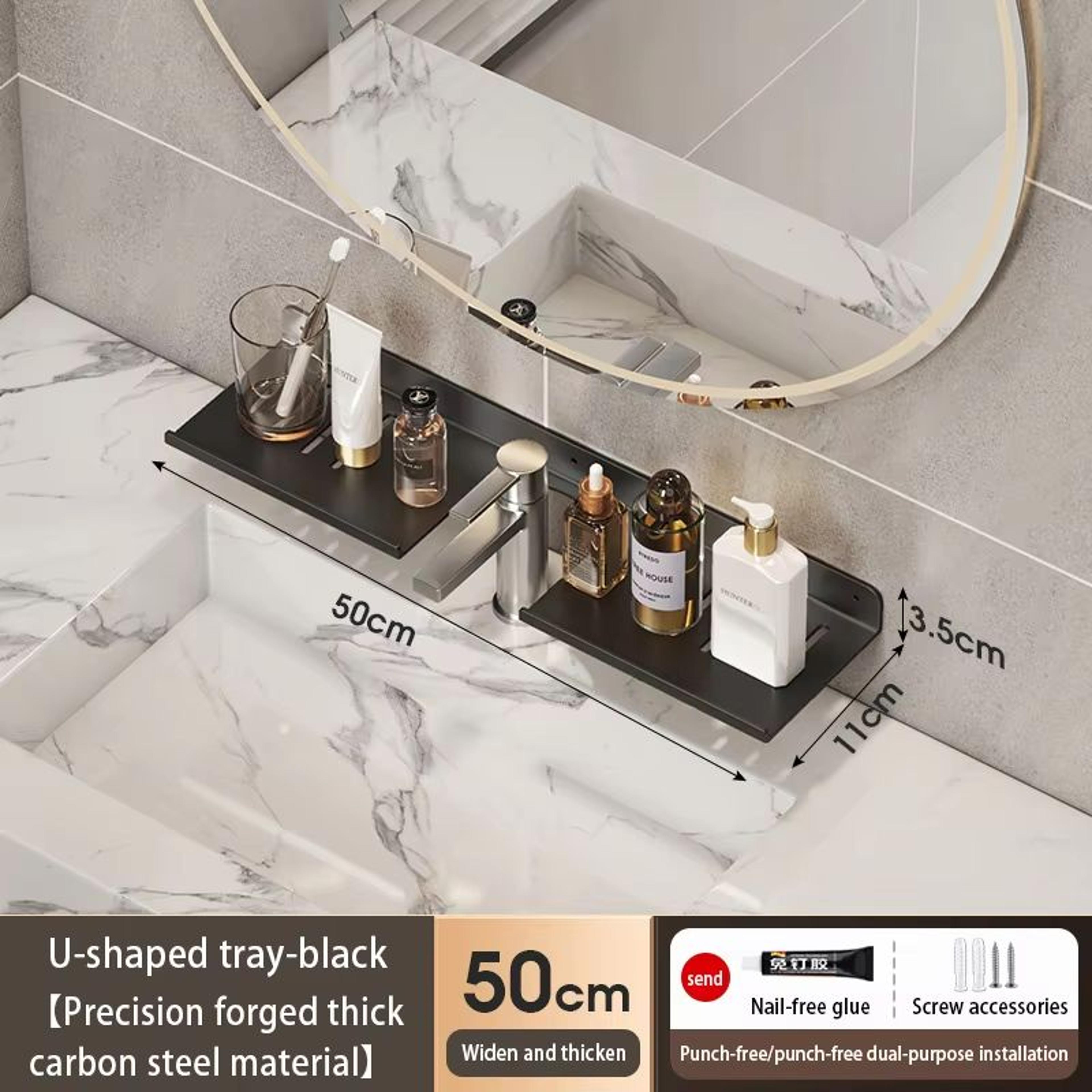 Bathroom U Shaped Wall Mounted Over Sink Organizer Shelf 11