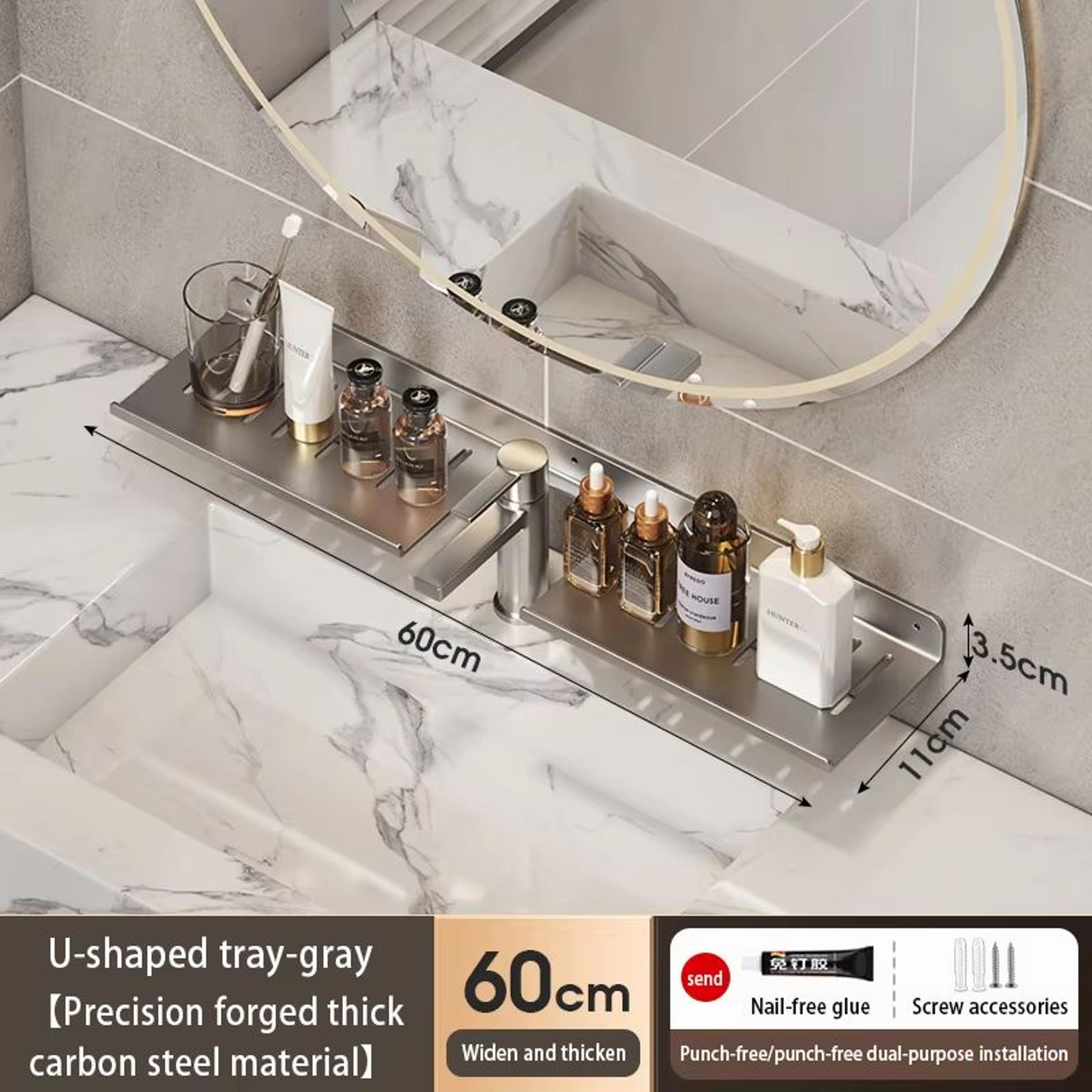 Bathroom U Shaped Wall Mounted Over Sink Organizer Shelf 16