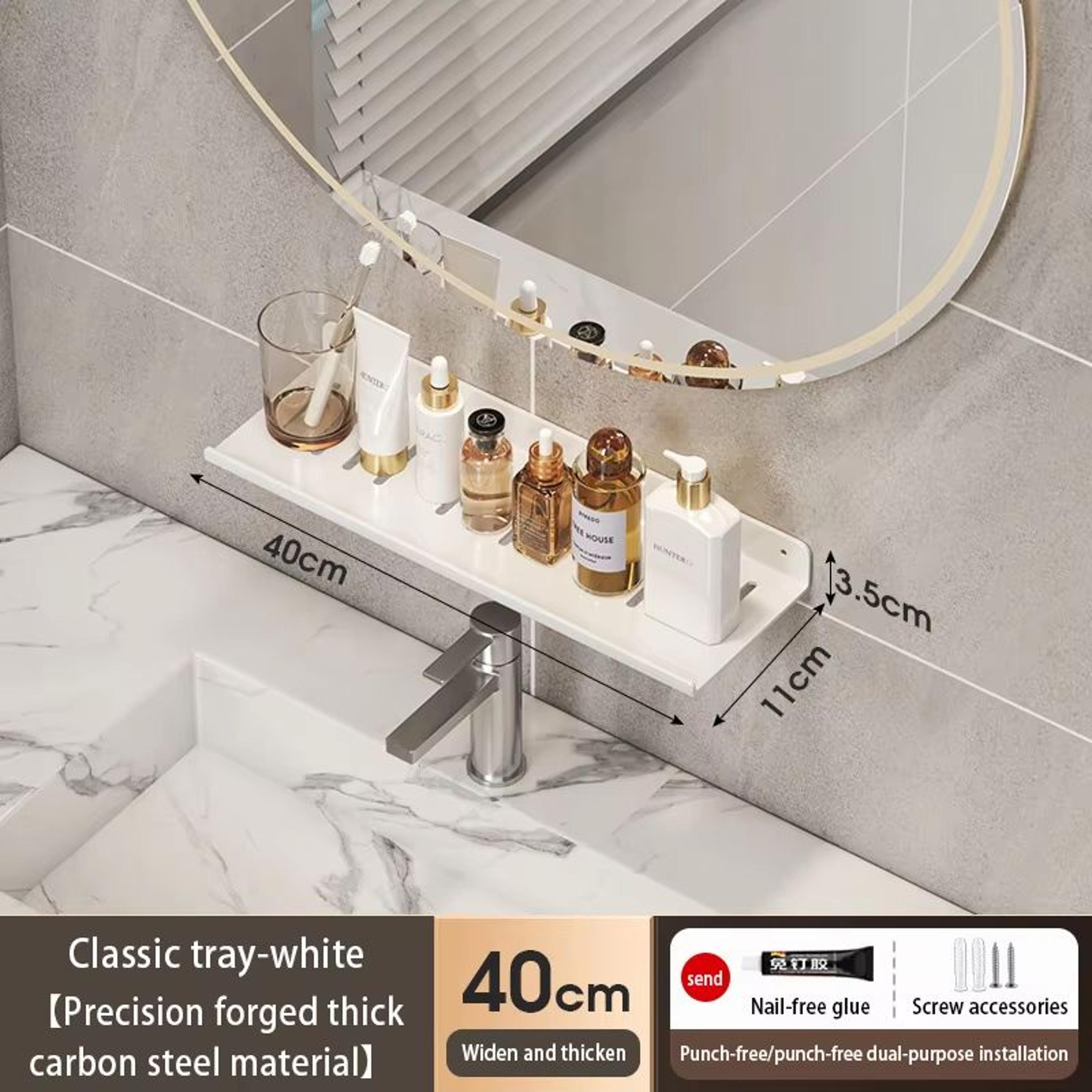 Bathroom U Shaped Wall Mounted Over Sink Organizer Shelf 19