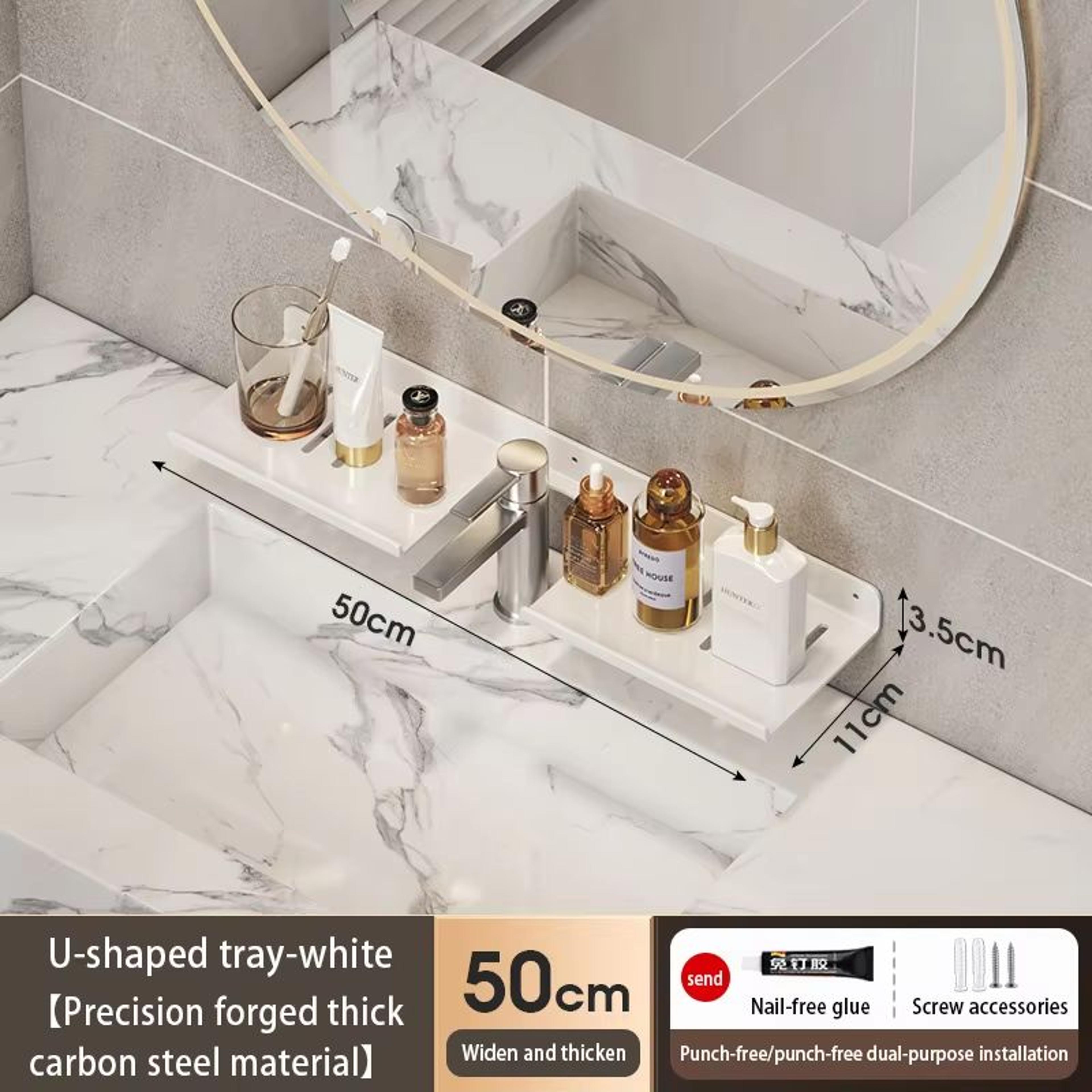 Bathroom U Shaped Wall Mounted Over Sink Organizer Shelf 7