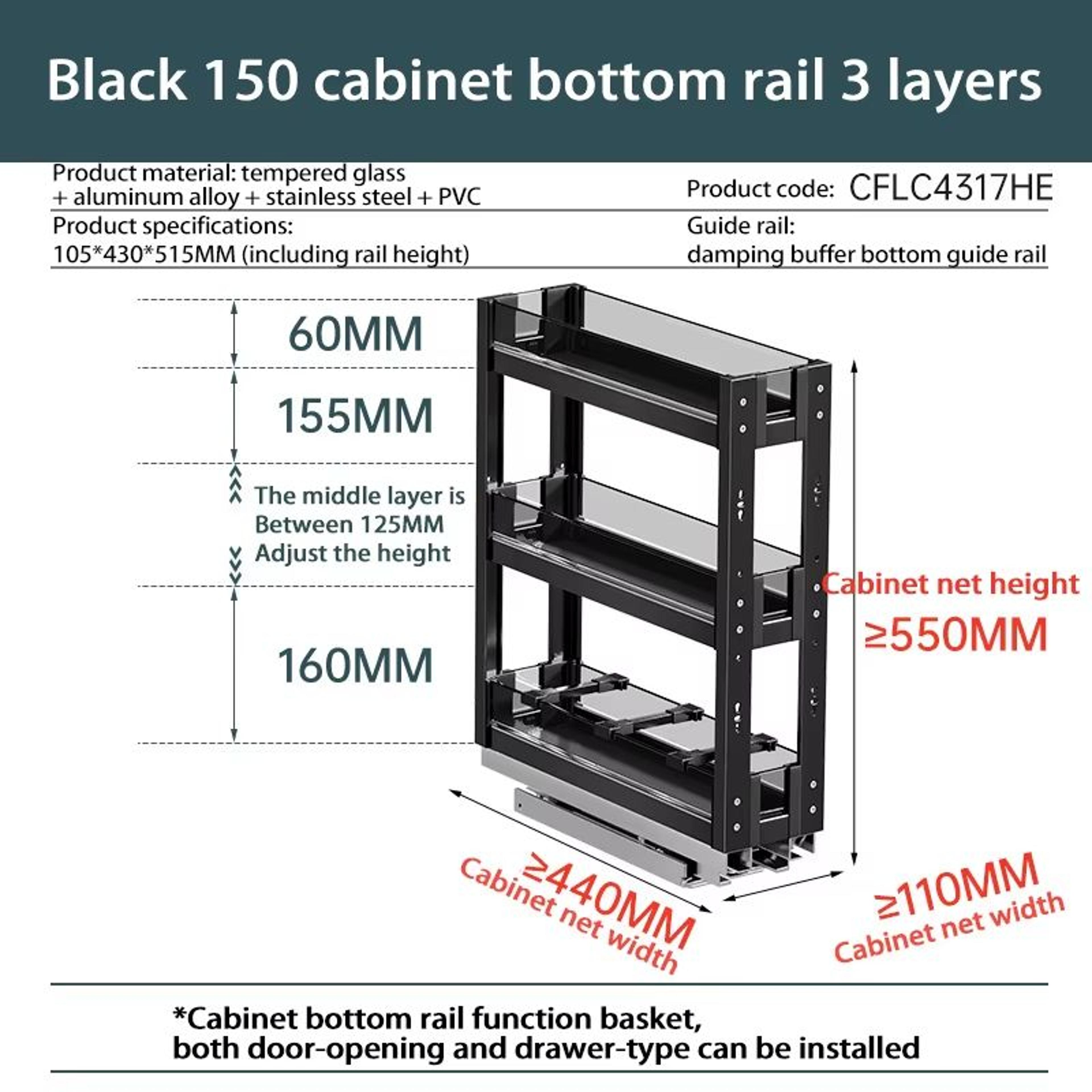 Aluminum Alloy Pull Out Spice Rack For Narrow Kitchen Cabinet 13