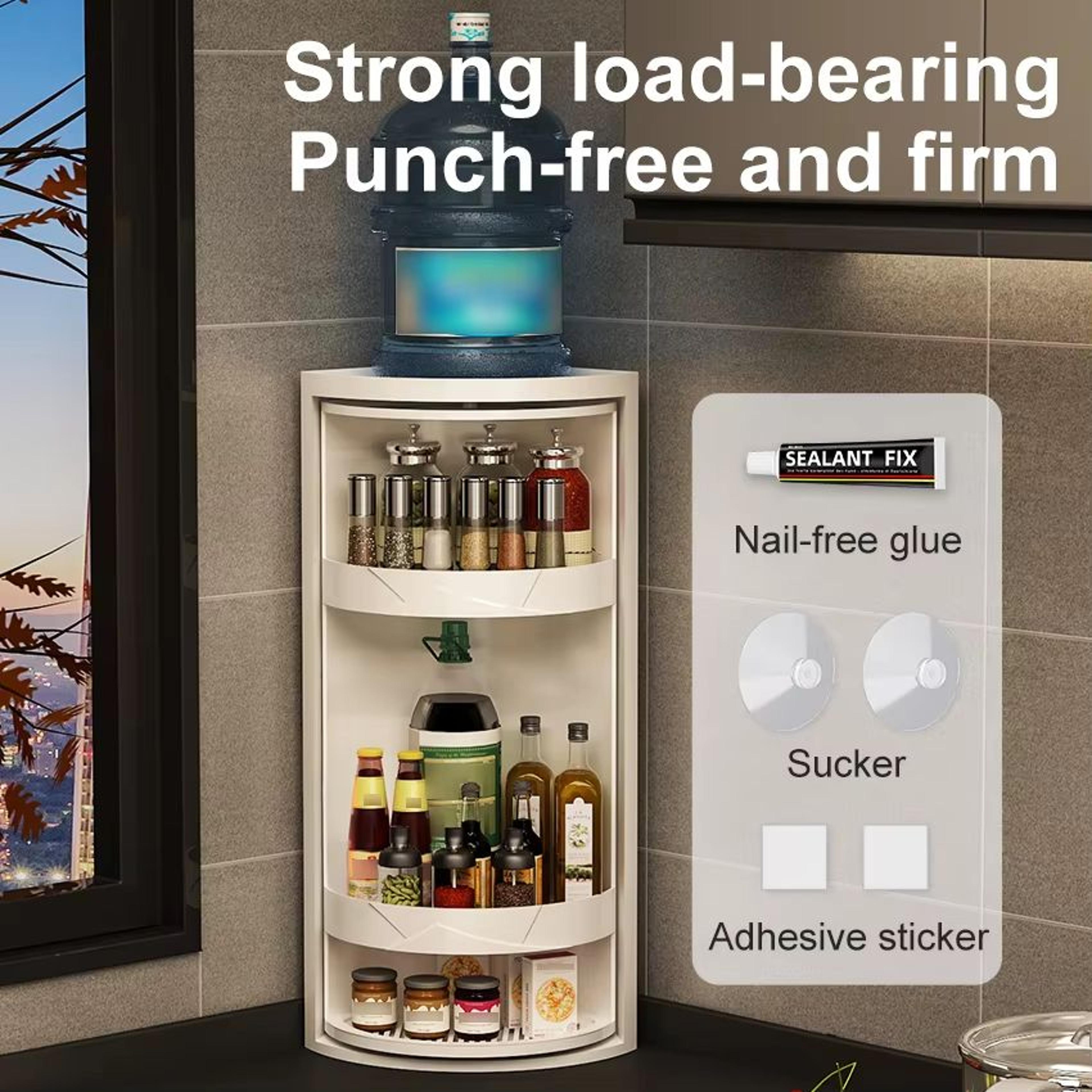 Rotating Corner Spice Rack And Condiment Organizer Shelf 3