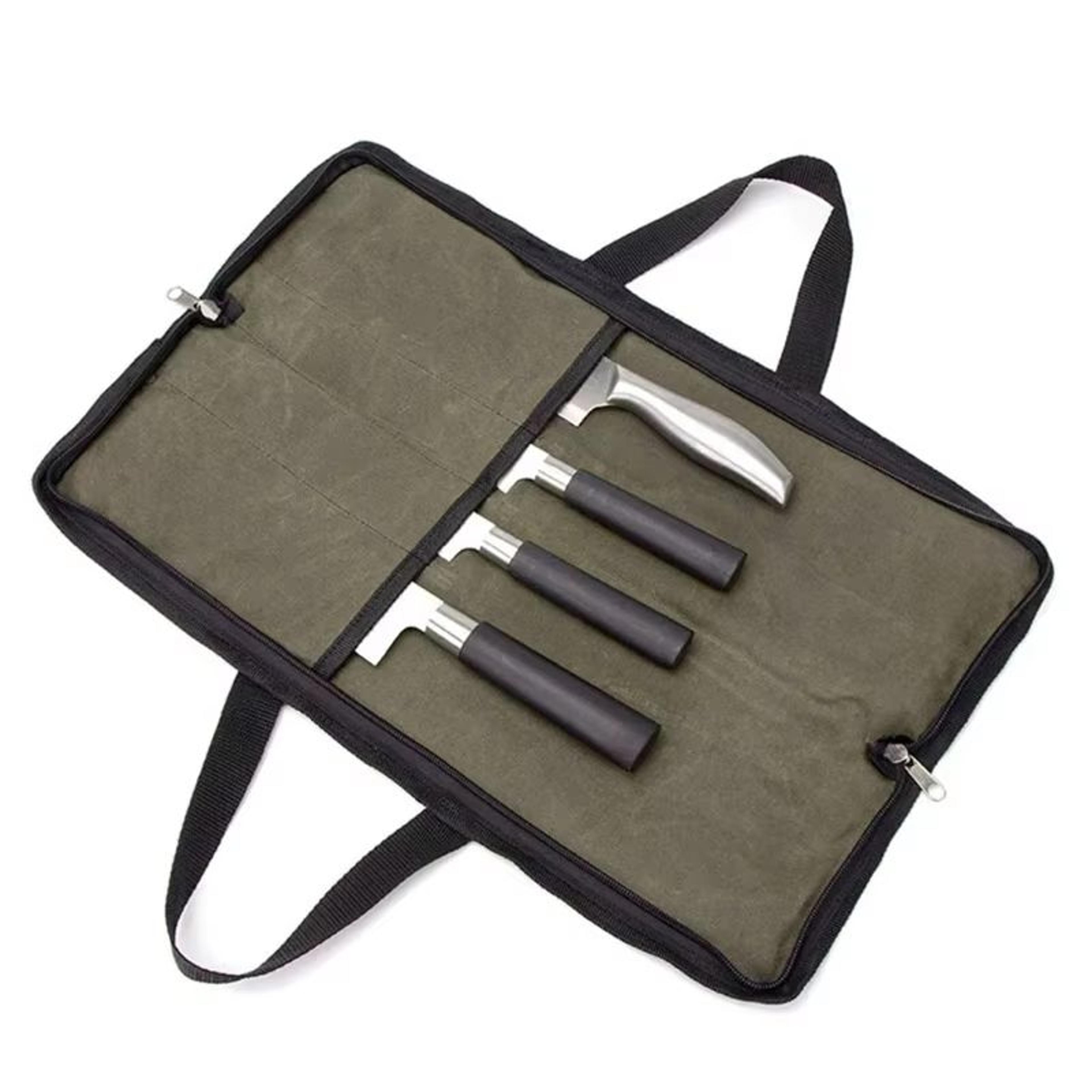 Heavy Duty Waxed Canvas Chef Knife Roll Bag 0