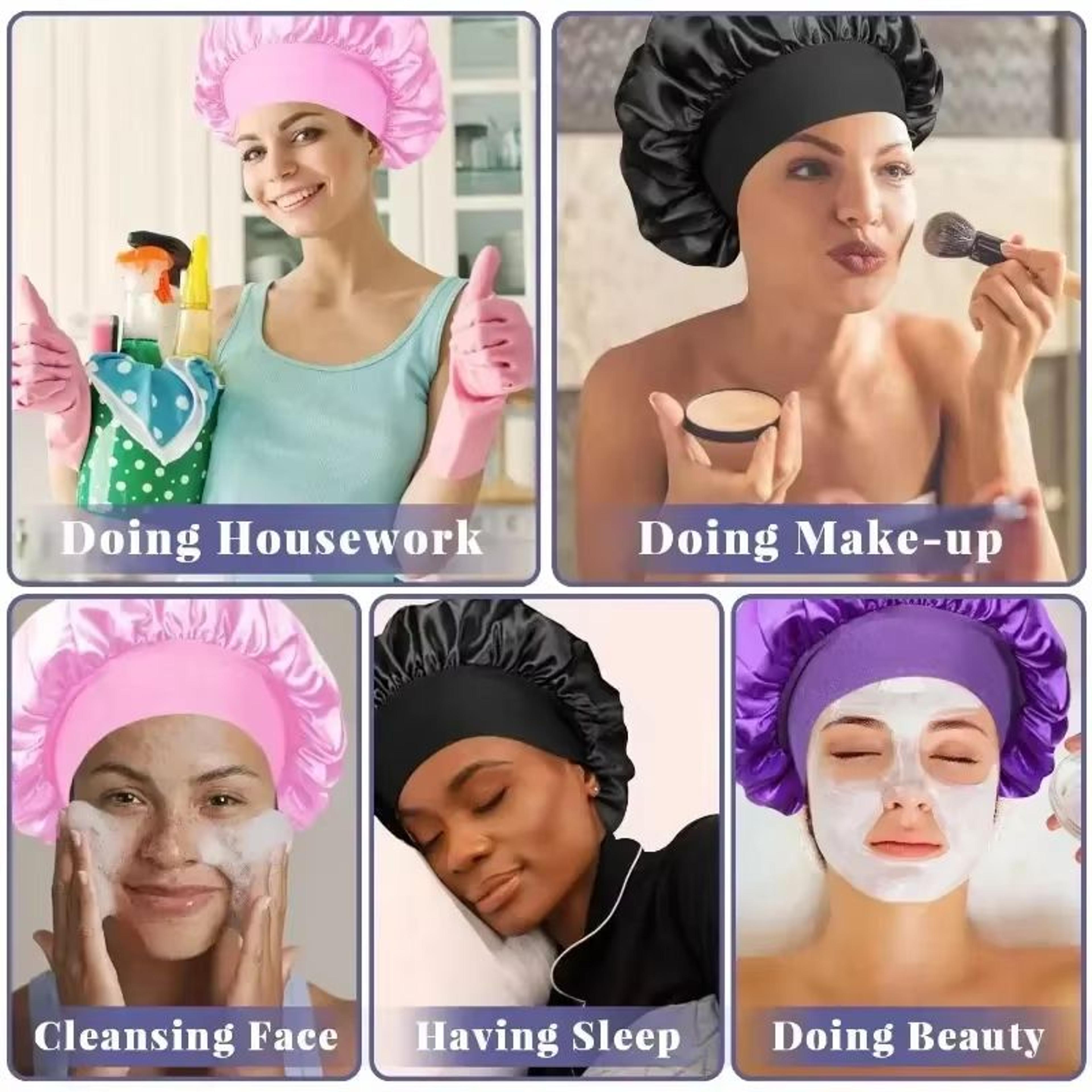 Soft Satin Lined Bonnet For Long Hair Sleep And Shower Cap 4