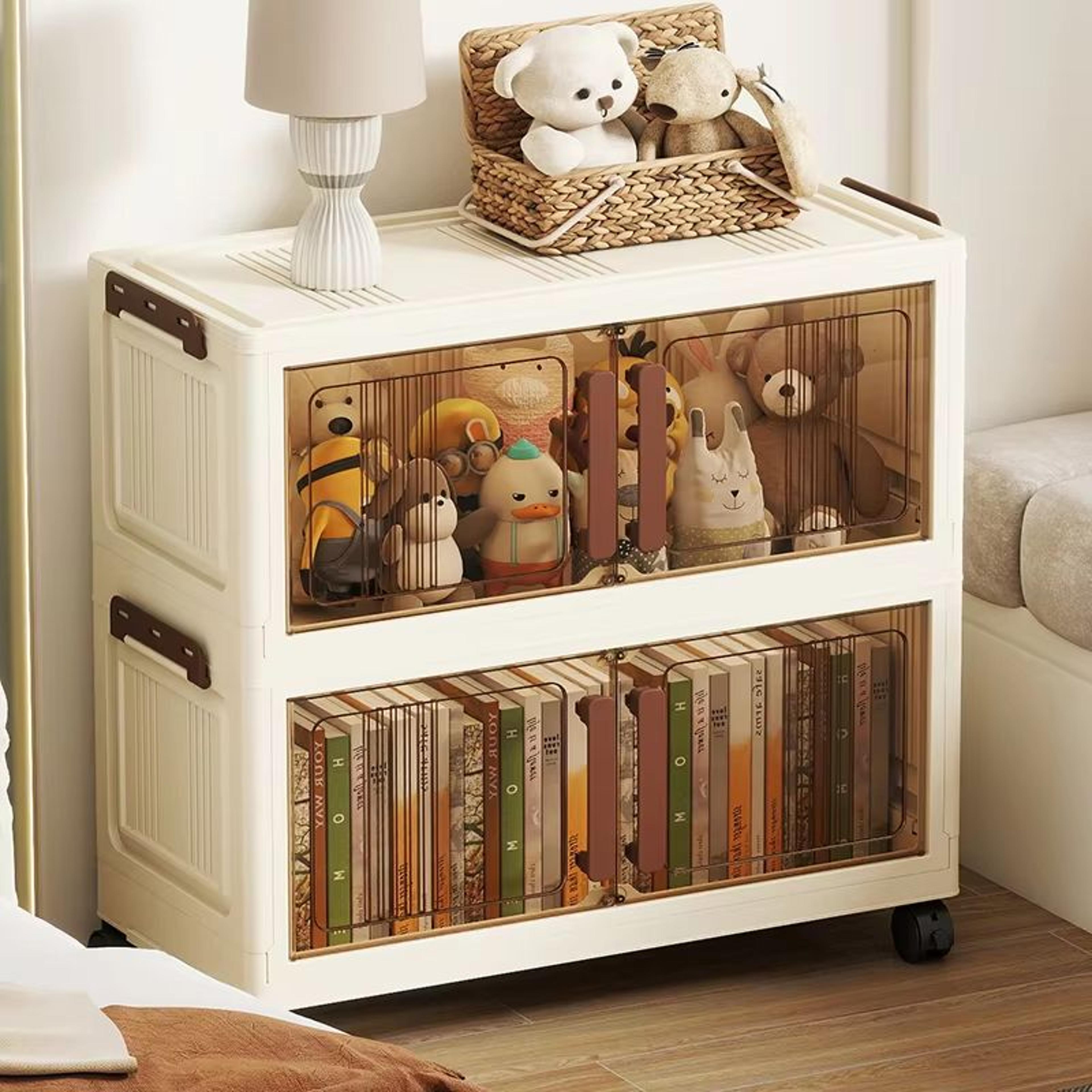 Clear View Foldable DoubleDoor Rolling Storage Cabinet 236 In 1