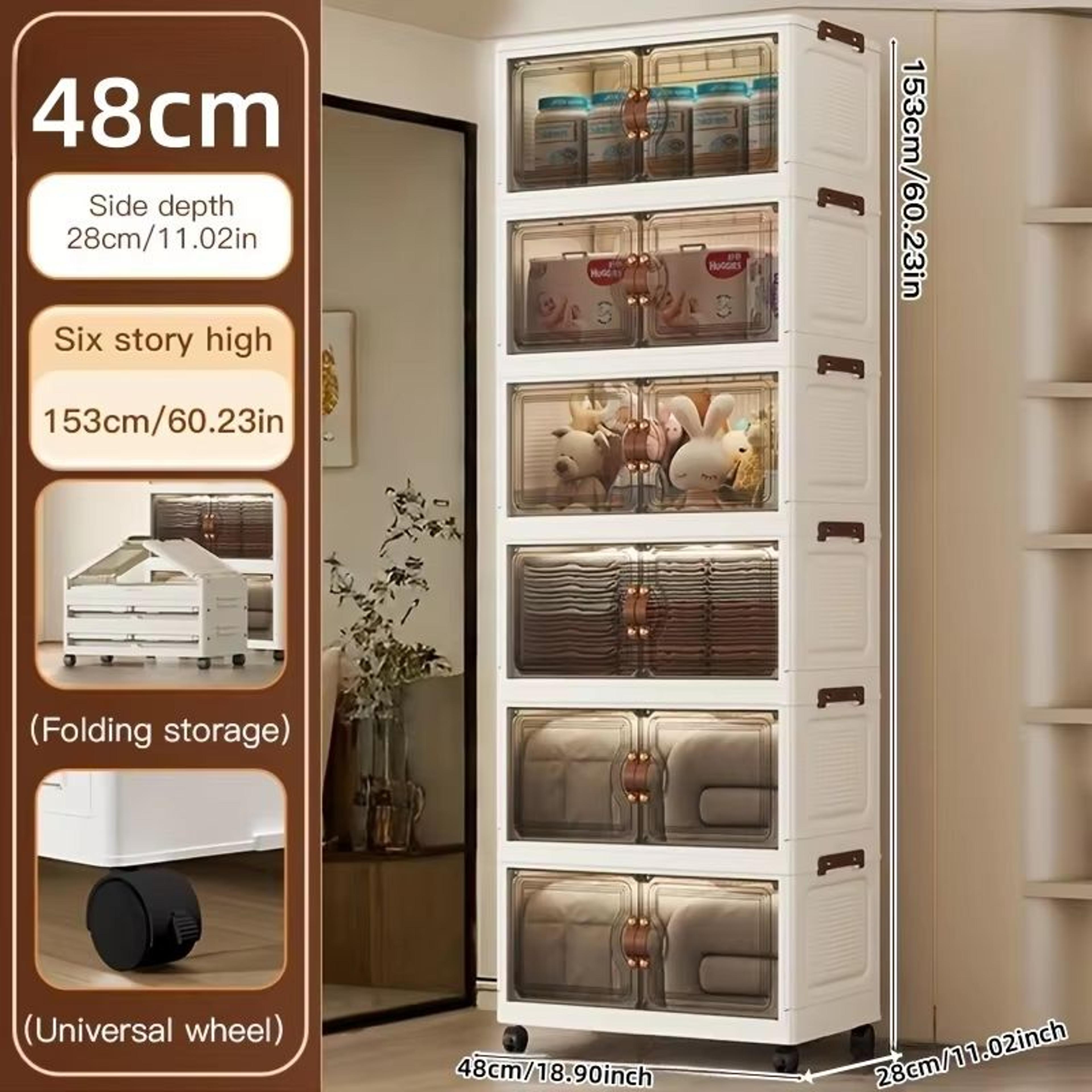 48cm Wide Foldable Rolling Storage Cabinet 1890in With Wheels 36 Tier For Home Organization 7
