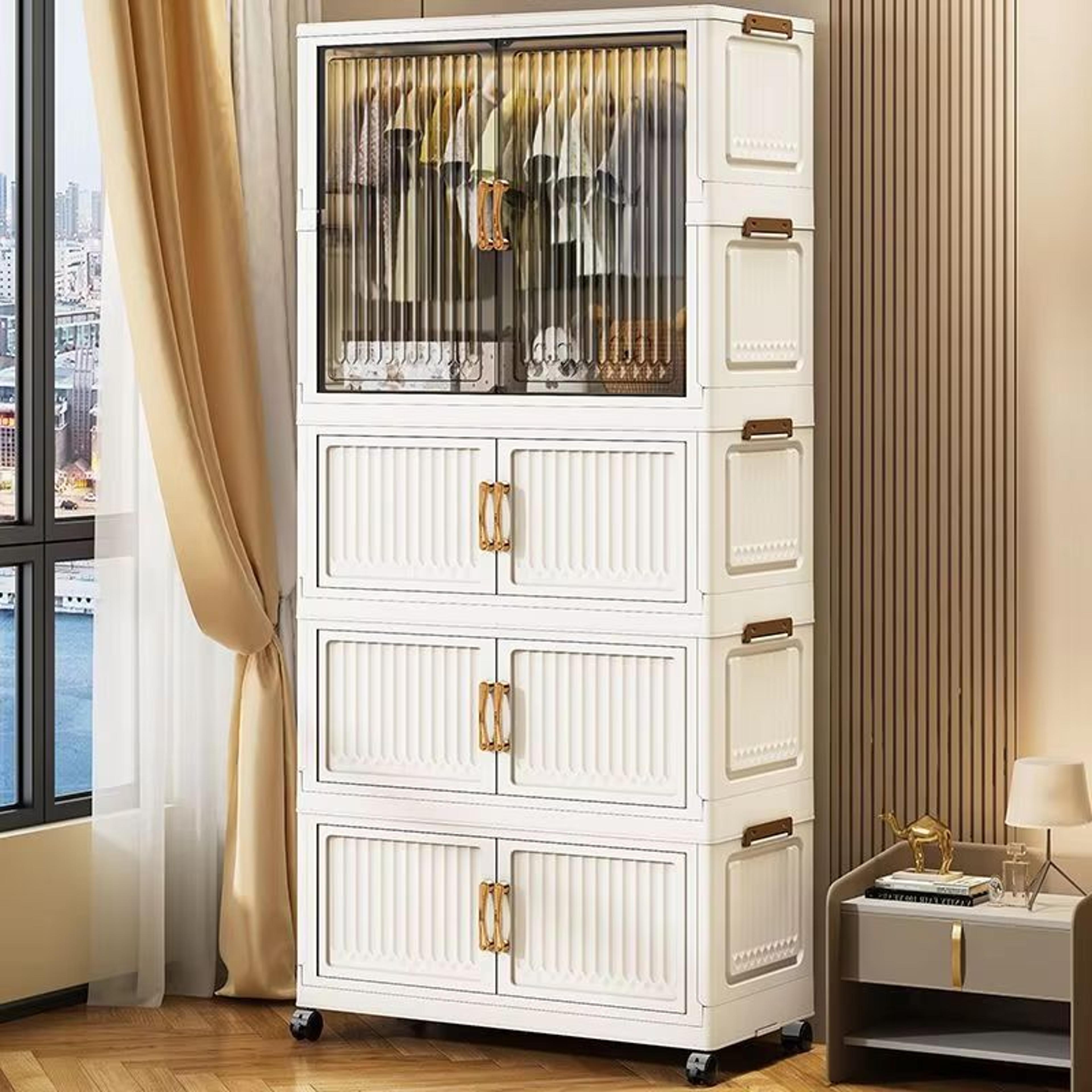 Transparent Foldable Mobile Wardrobe Closet 3150in Large Capacity Organizer 3