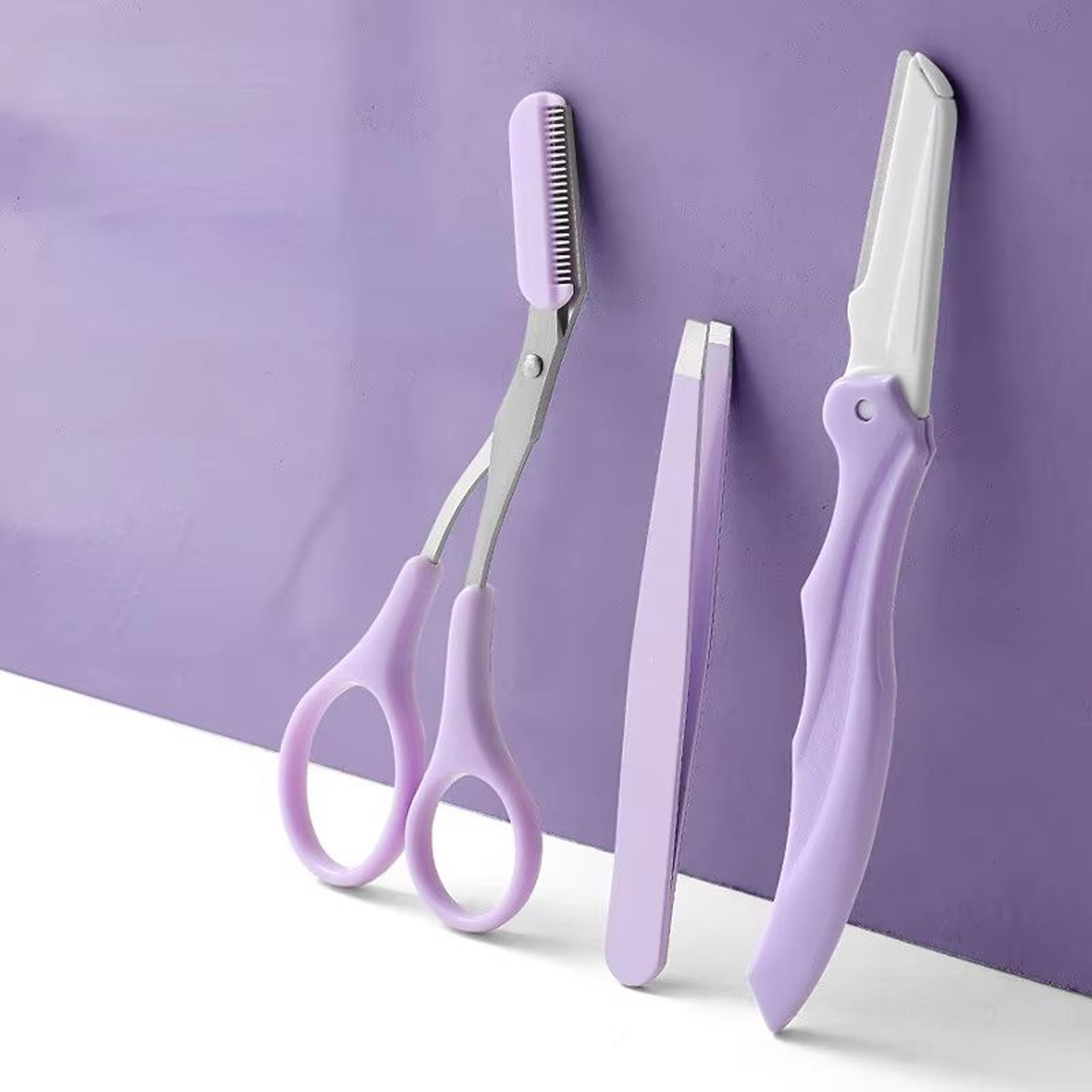 Karsyngirl 23Pcs Stainless Steel Eyebrow Trimmer Set  Folding Eyebrow Clipper Comb And Tweezers For 1