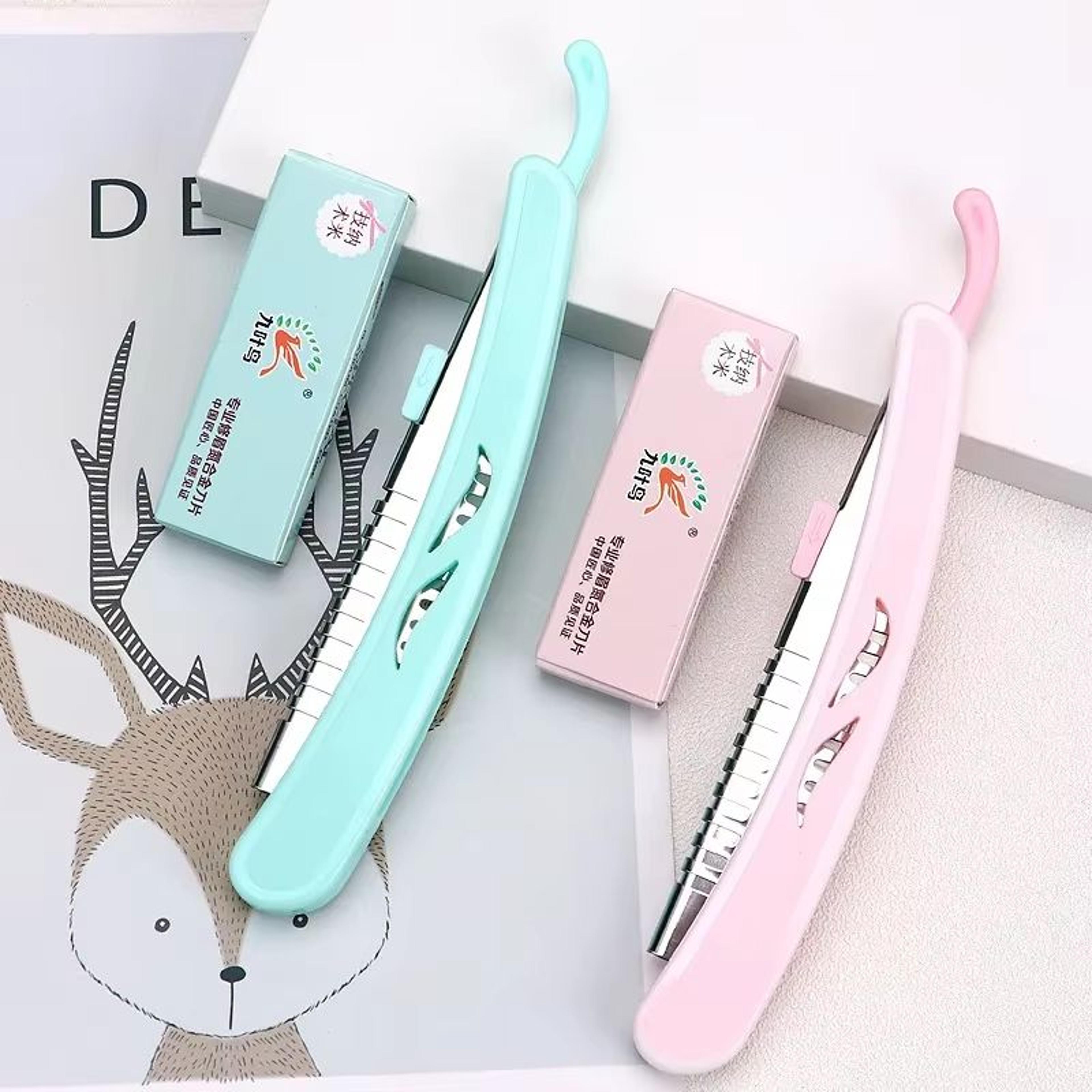 Karsyngirl 1 Pcs Folding Eyebrow Trimming Knife Holder Portable Eyebrow Trimmer Face Razor Makeup T 11