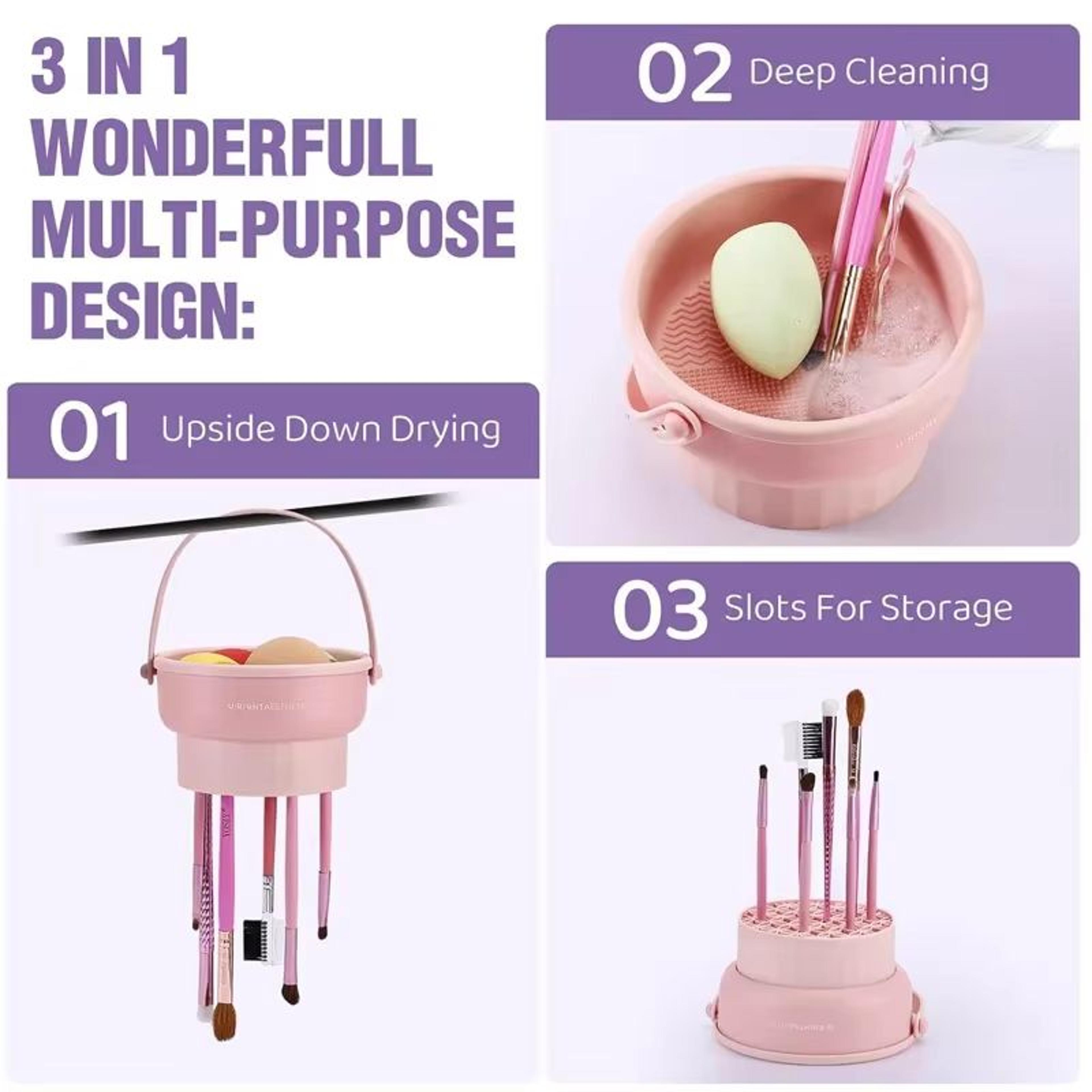 Makeup Brush Cleaning Bucket With Drying Rack And Storage Box 1