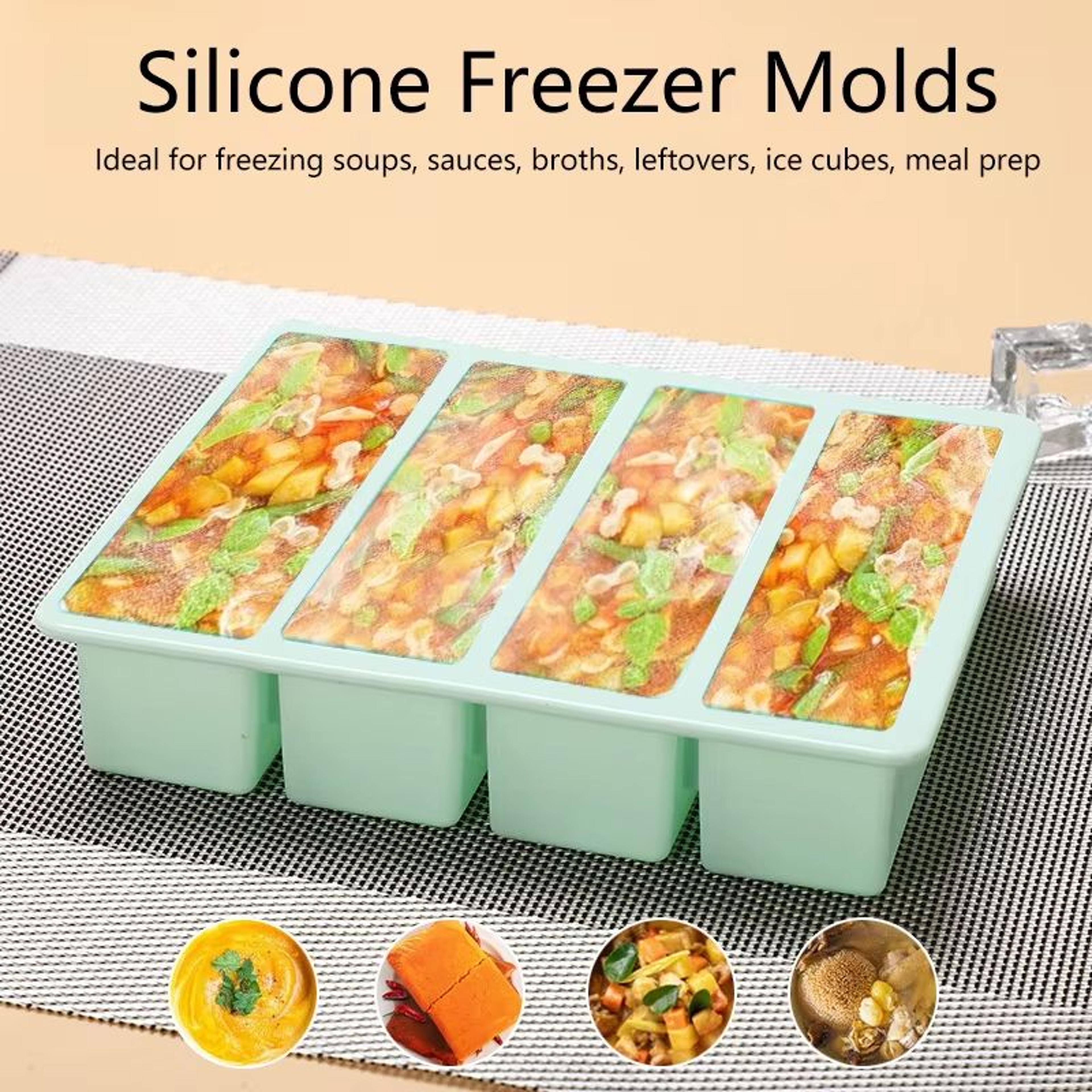 Giant Silicone Freezer Tray With Lid  Extra Large Food Storage And Freezing Mold 1