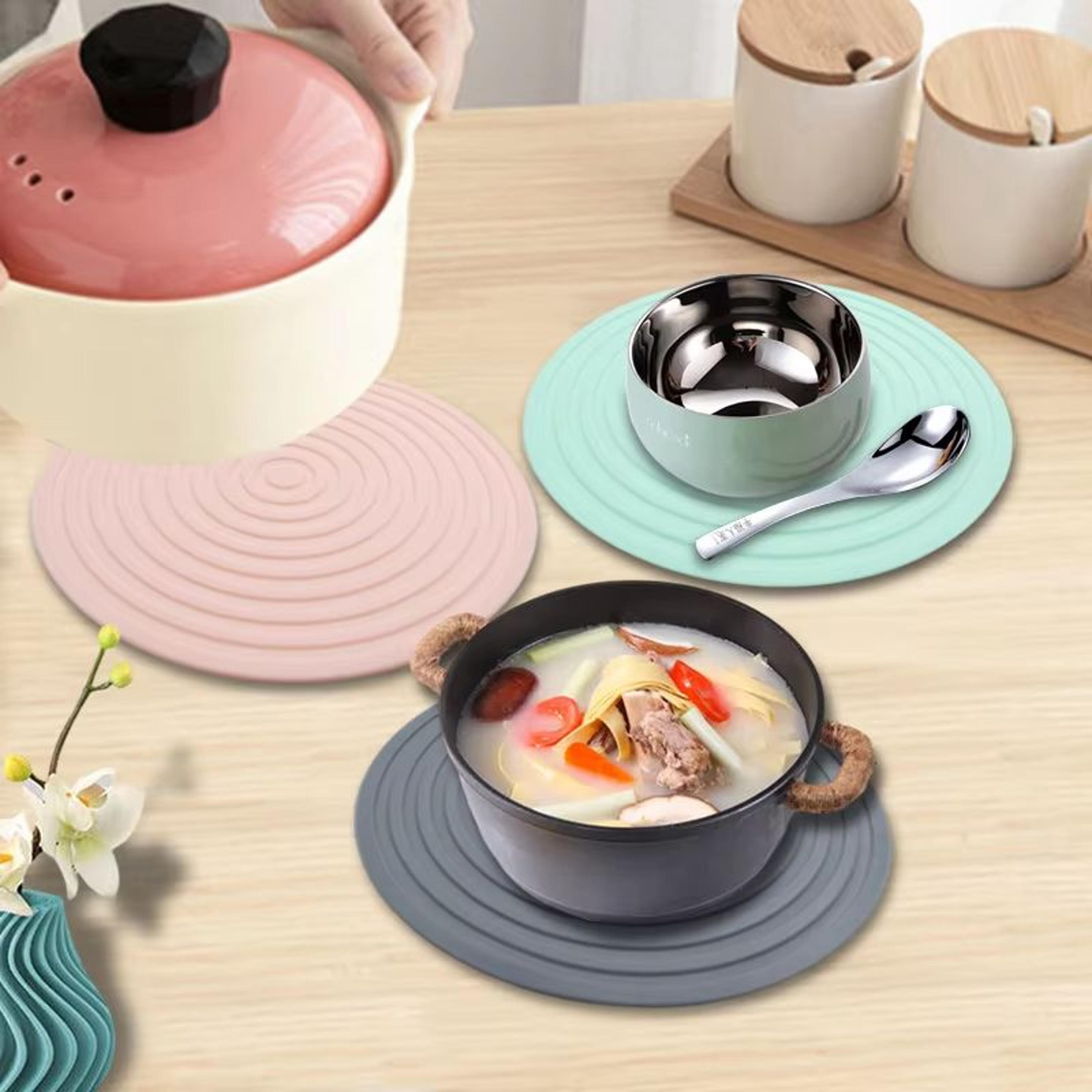 Circular Silicone Thermal Insulation Pad  NonSlip HeatResistant Dining  Table Mat 1