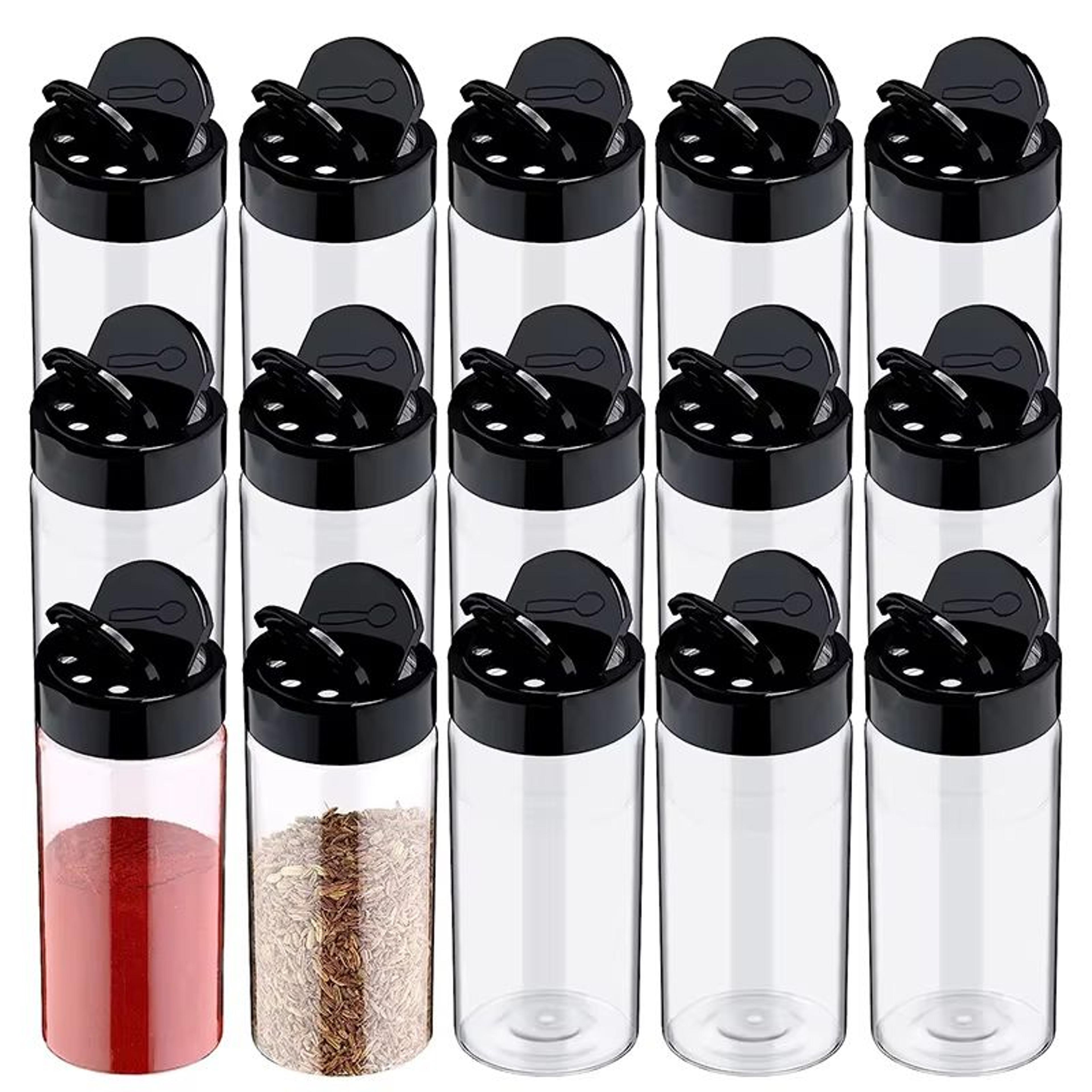 LMETJMA Clear Plastic Spice Jar With Shaker Lid For Kitchen Seasoning Storage 7