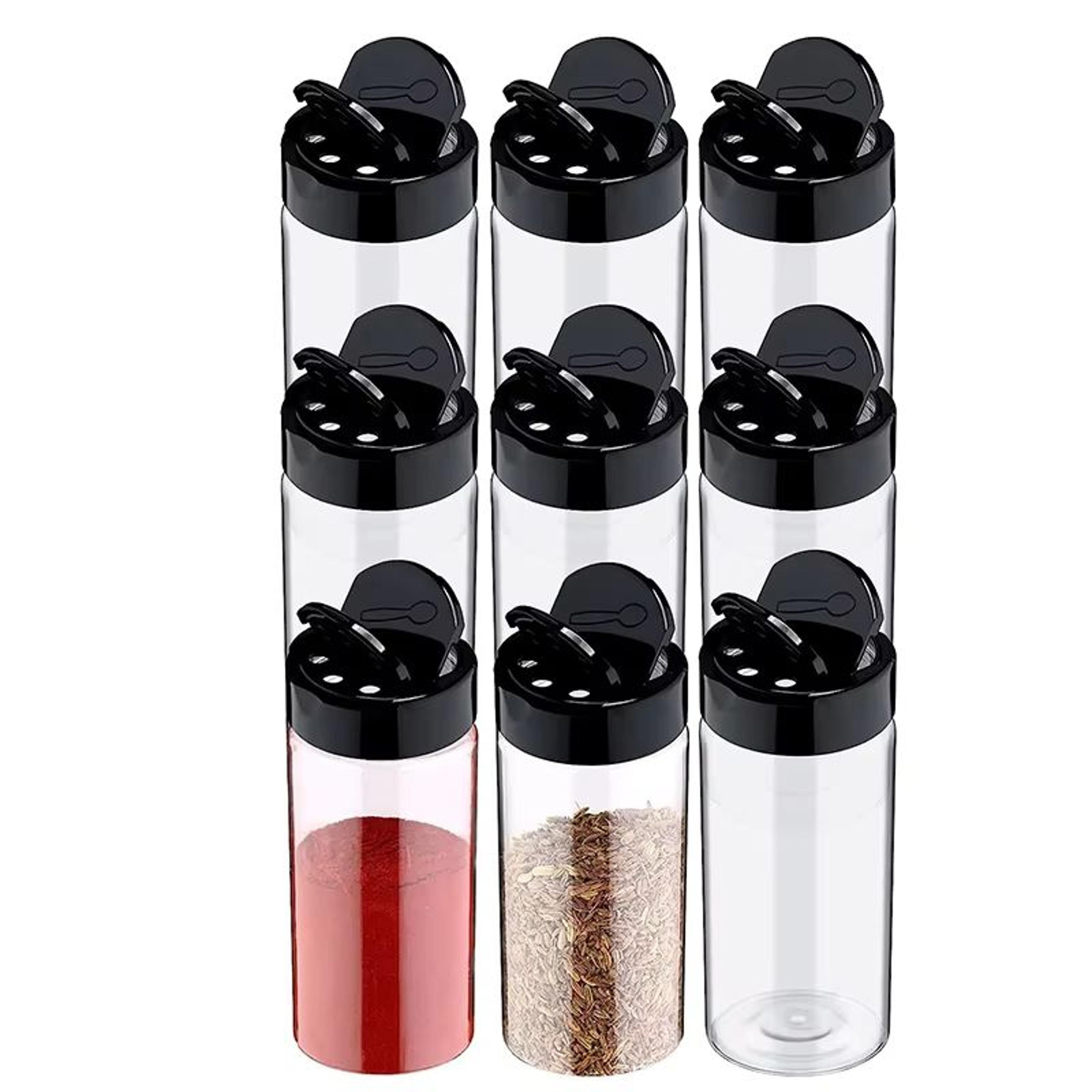 LMETJMA Clear Plastic Spice Jar With Shaker Lid For Kitchen Seasoning Storage 8