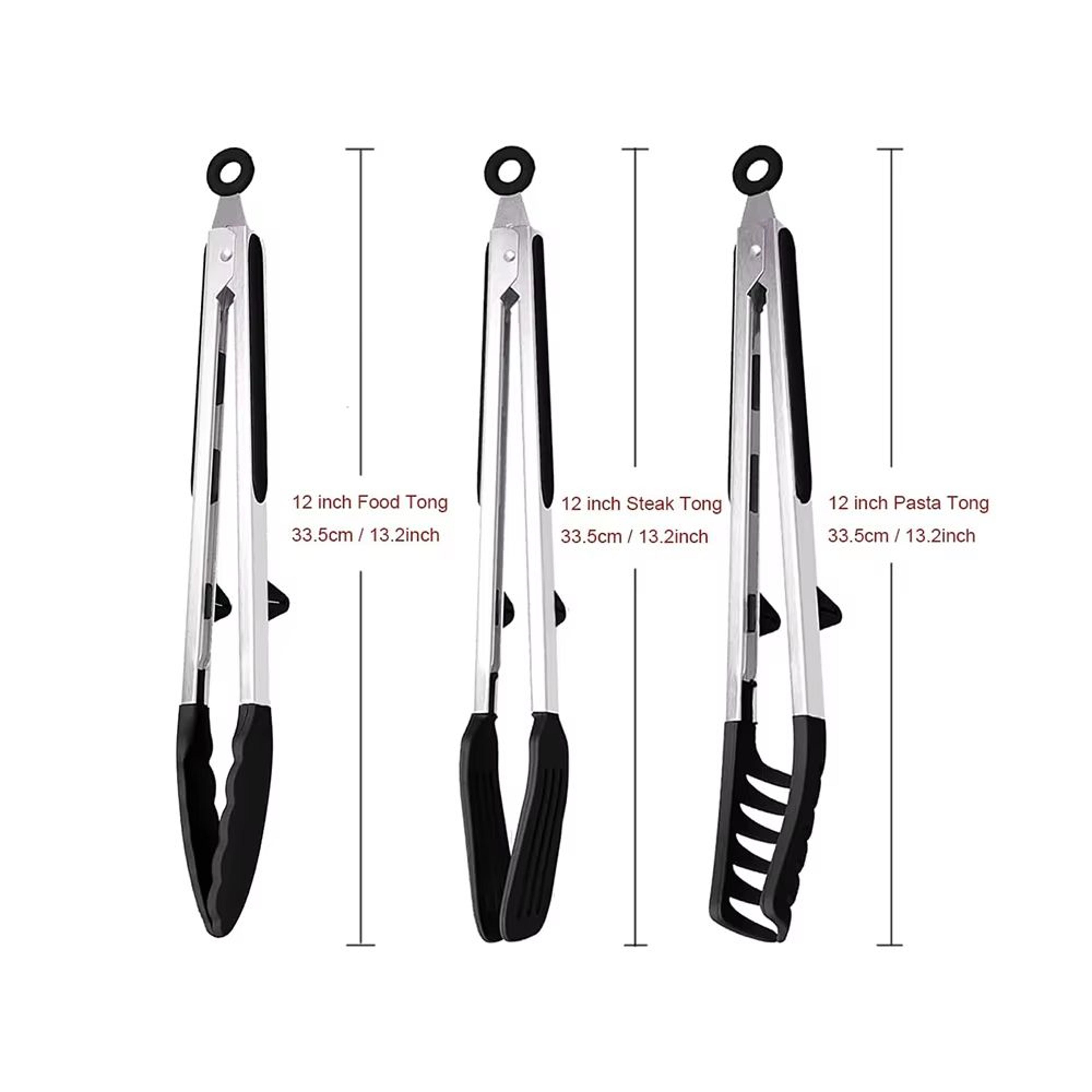 LMETJMA Silicone Kitchen Food Tongs For Nonstick Cooking And Serving 2