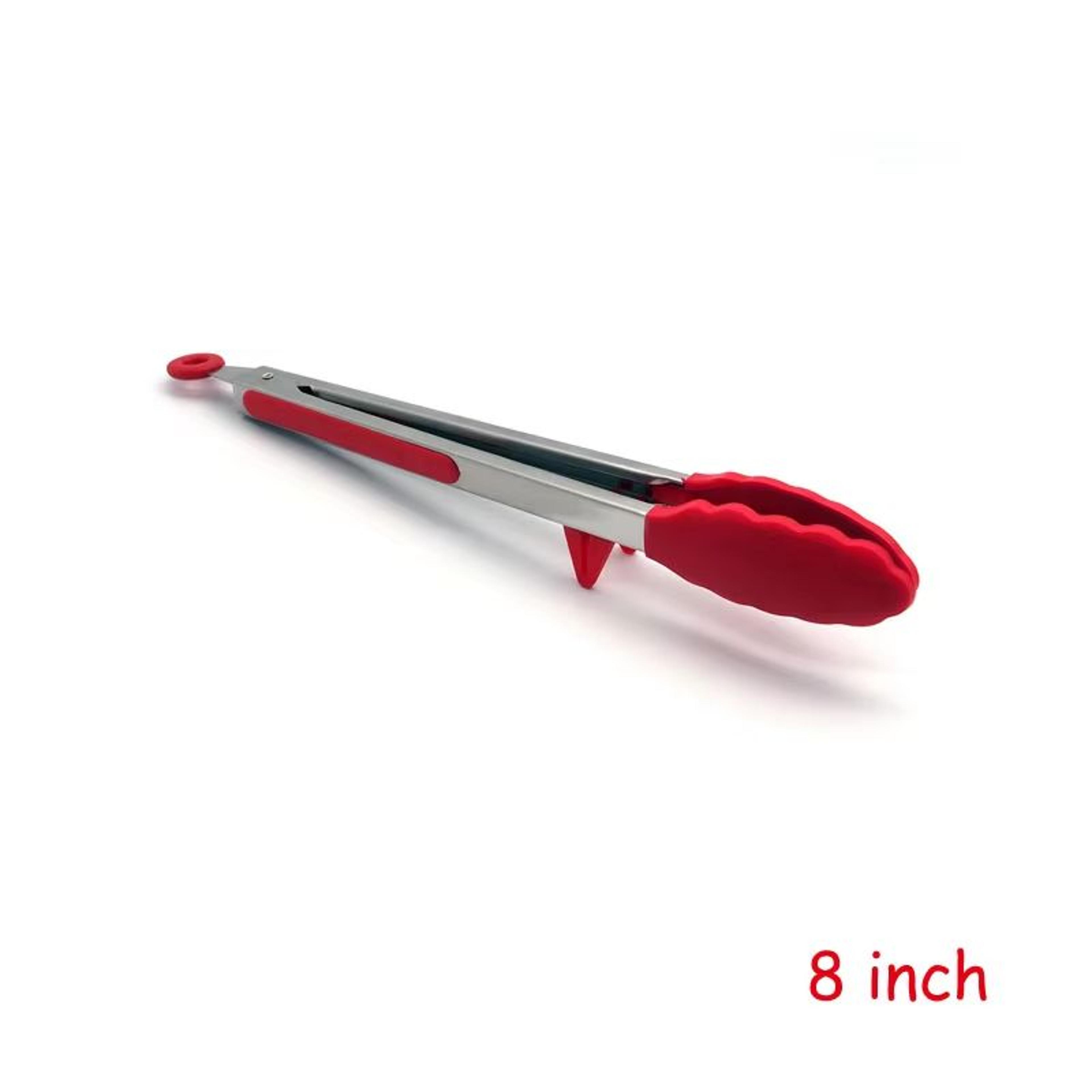LMETJMA Stainless Steel Cooking Tongs With Silicone Tips And Stand Design 6