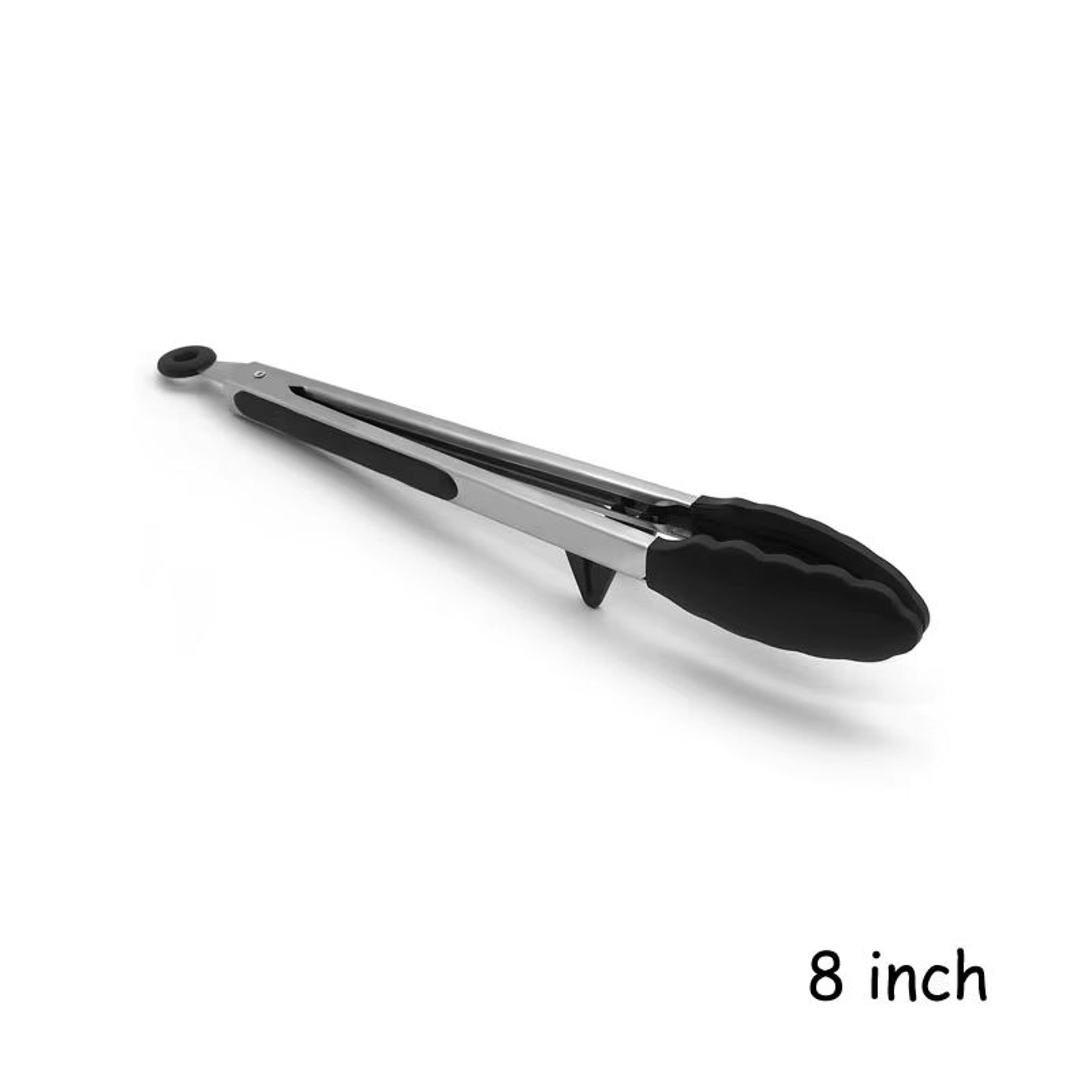 LMETJMA Stainless Steel Cooking Tongs With Silicone Tips And Stand Design 8