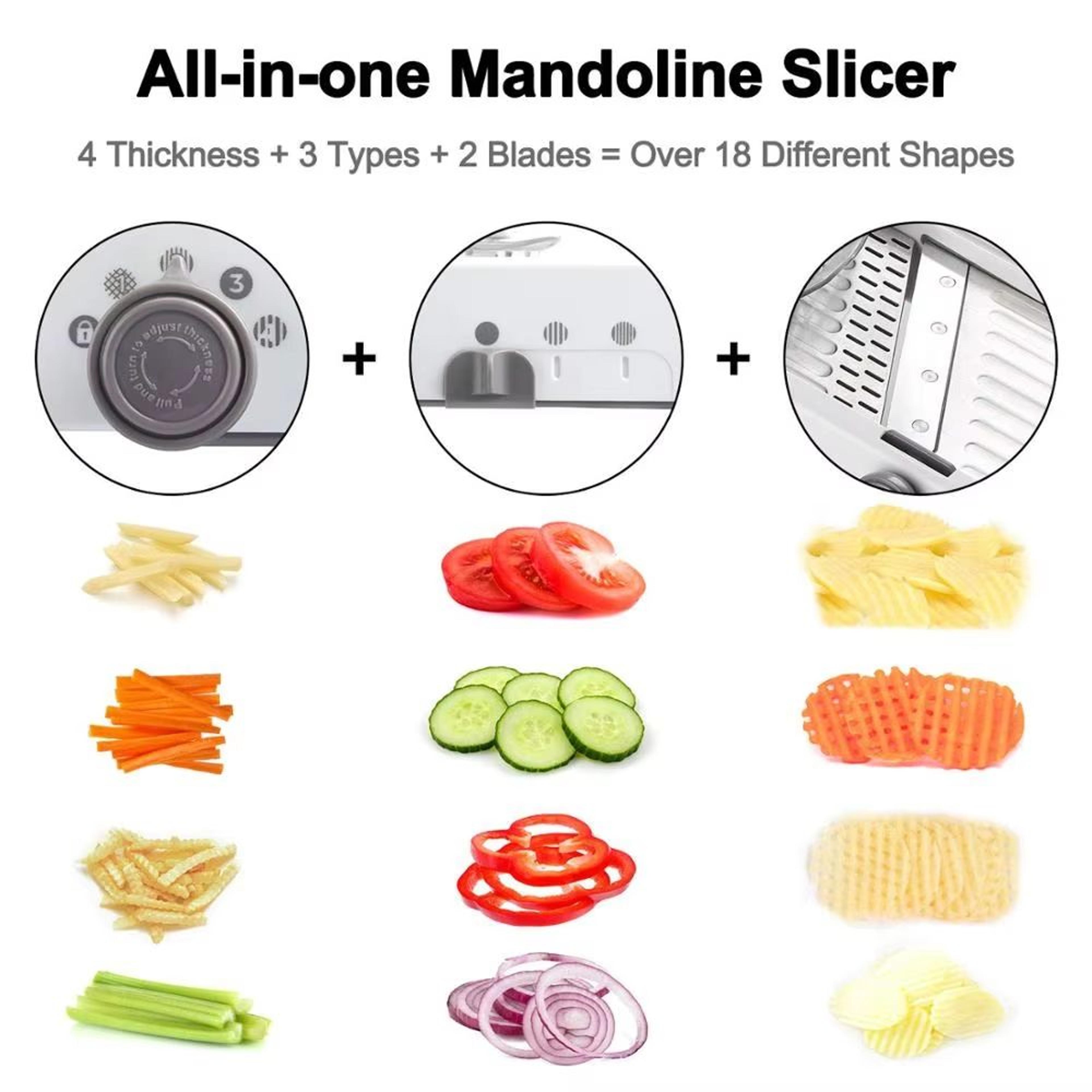 LMETJMA Adjustable Stainless Steel Mandoline Vegetable Slicer With 18 Cutting Options 2