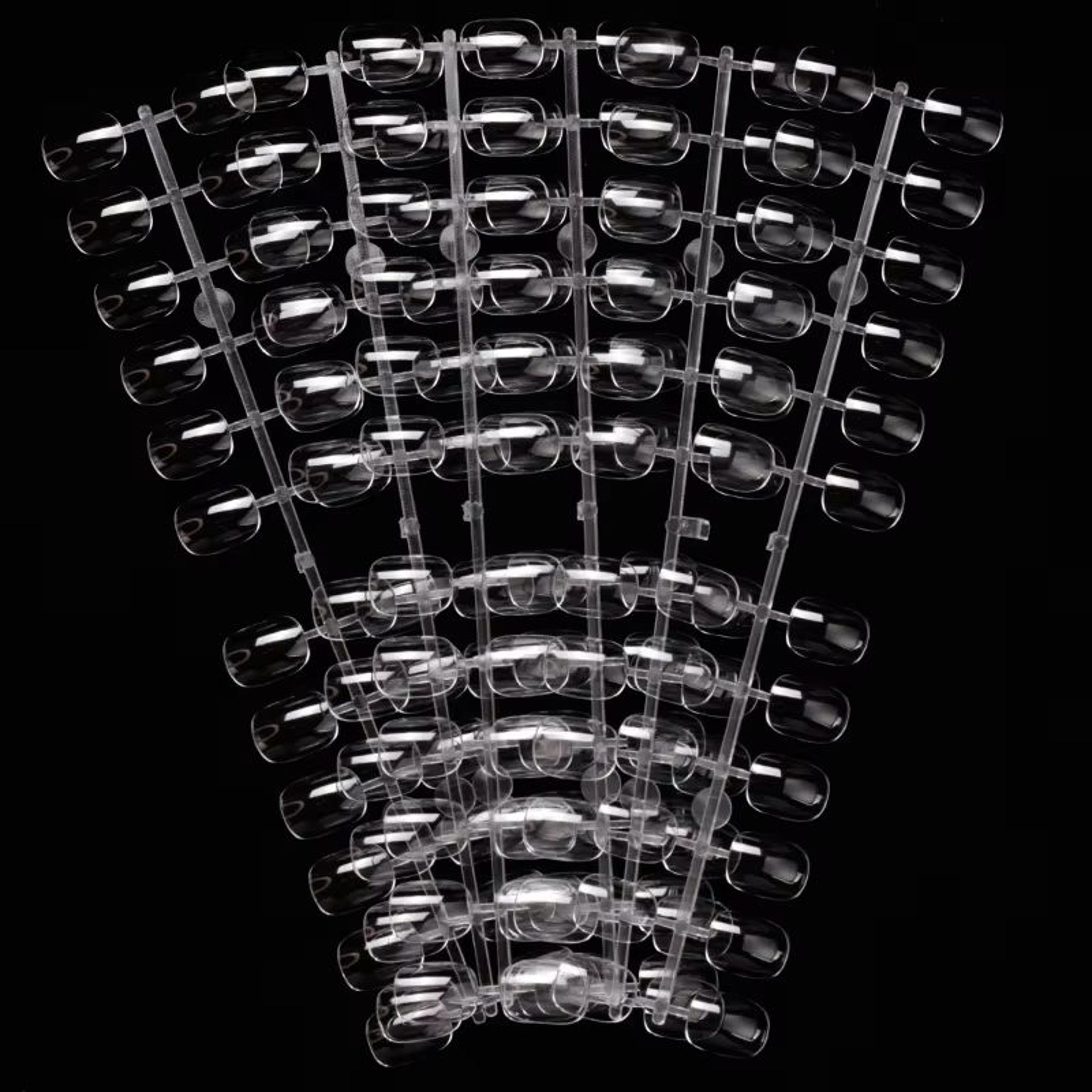 240 Piece Clear Nail Display Tips Set Foldable Flat Back Pointed Acrylic Practice Nails 3