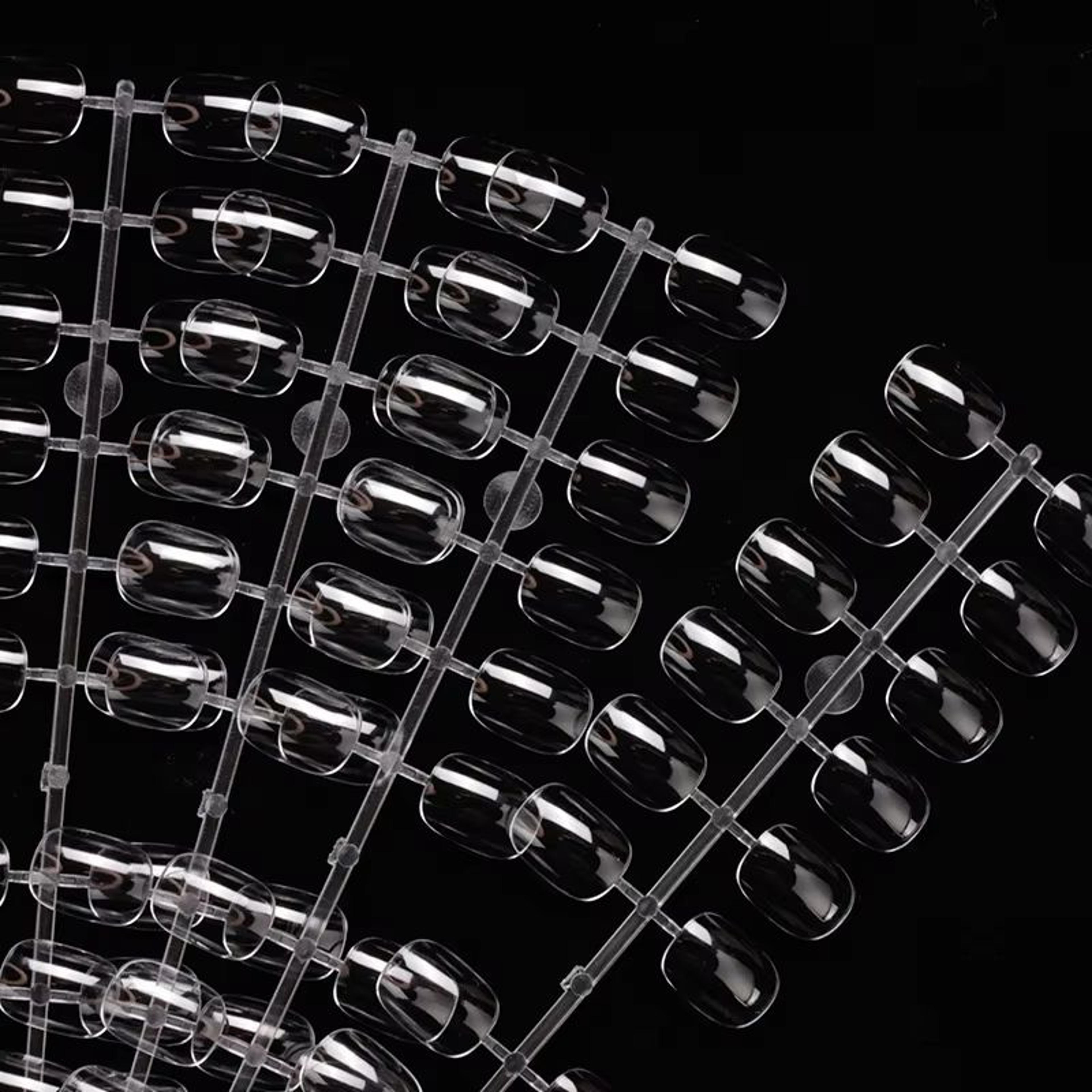 240 Piece Clear Nail Display Tips Set Foldable Flat Back Pointed Acrylic Practice Nails 4