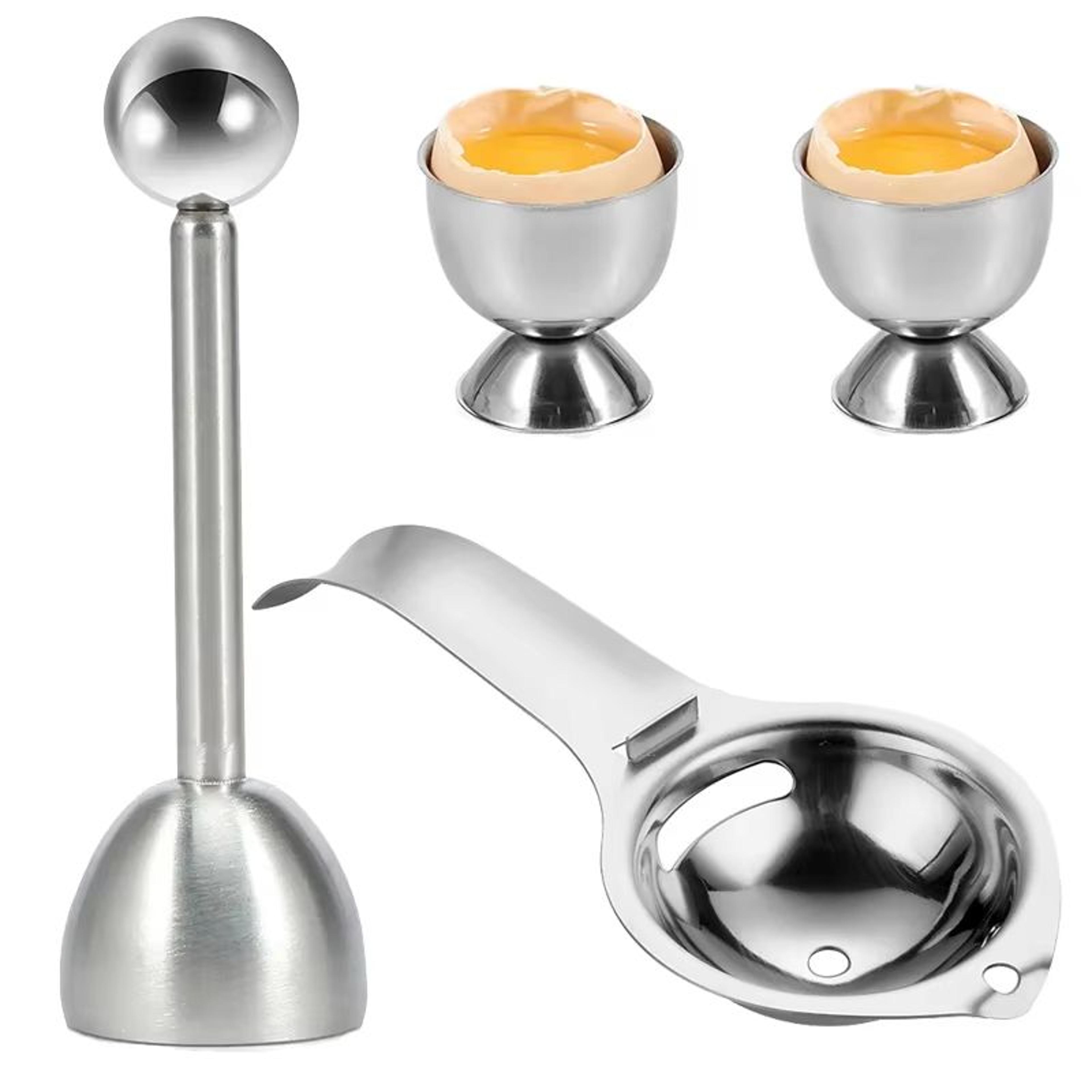 stainless steel egg shell opener egg cup and separator tool for hard and soft boiled eggs