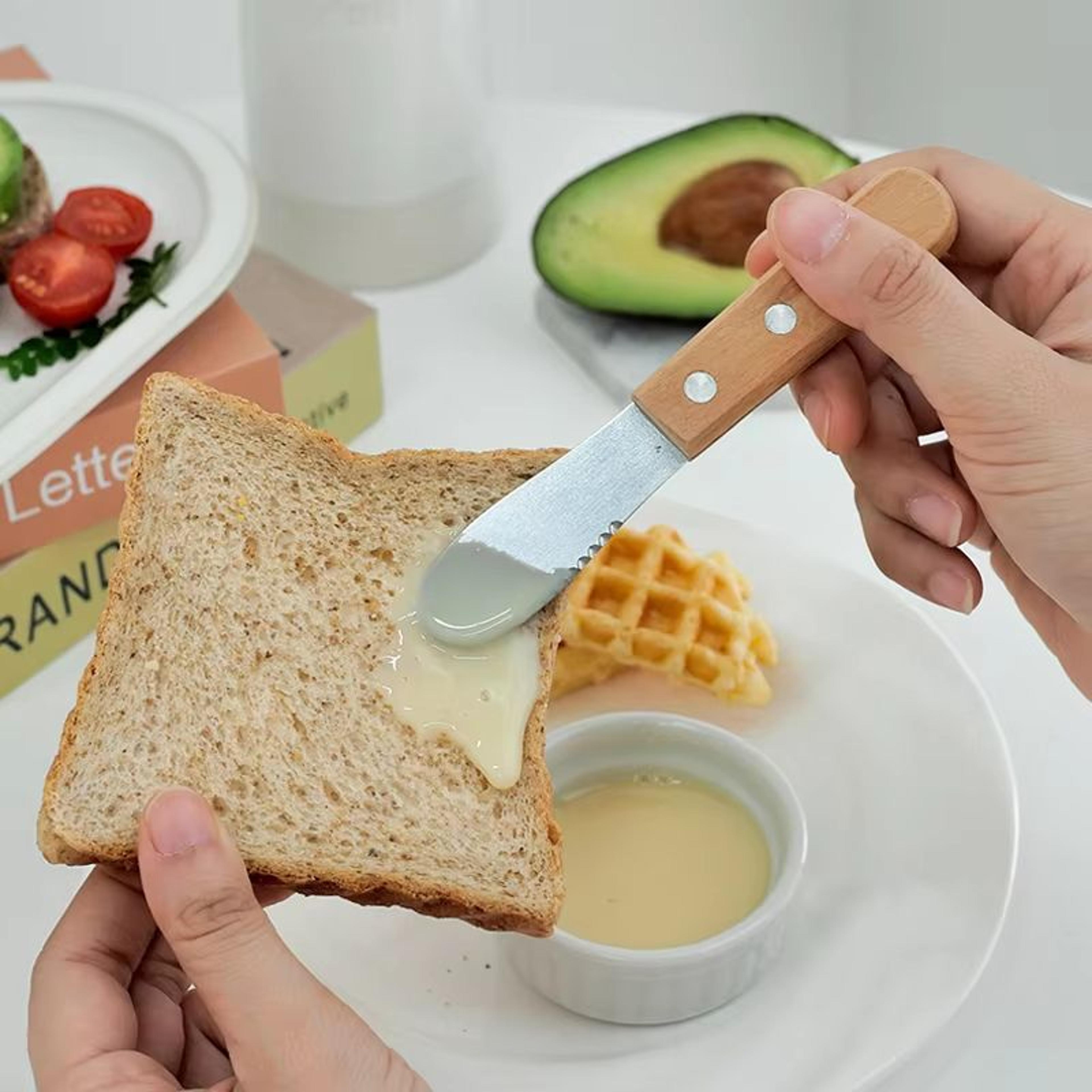 2 Piece Butter Knife Set Wooden Handle Jam And Cheese Spreaders For Kitchen And Kids Use 2