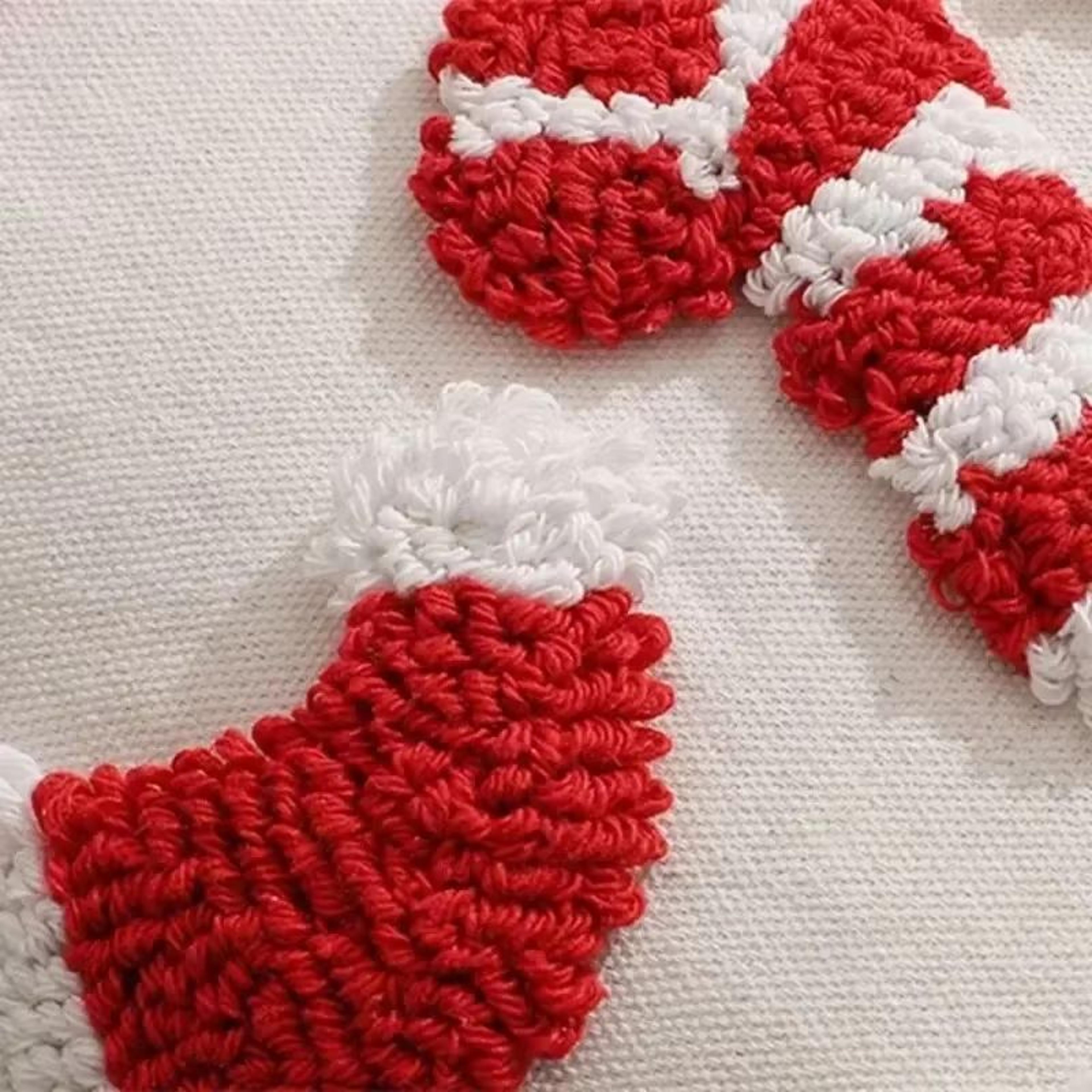 Christmas Plush Pillowcase With Hat And Candy Cane Pattern Hidden Zipper Holiday Decor Cover 3