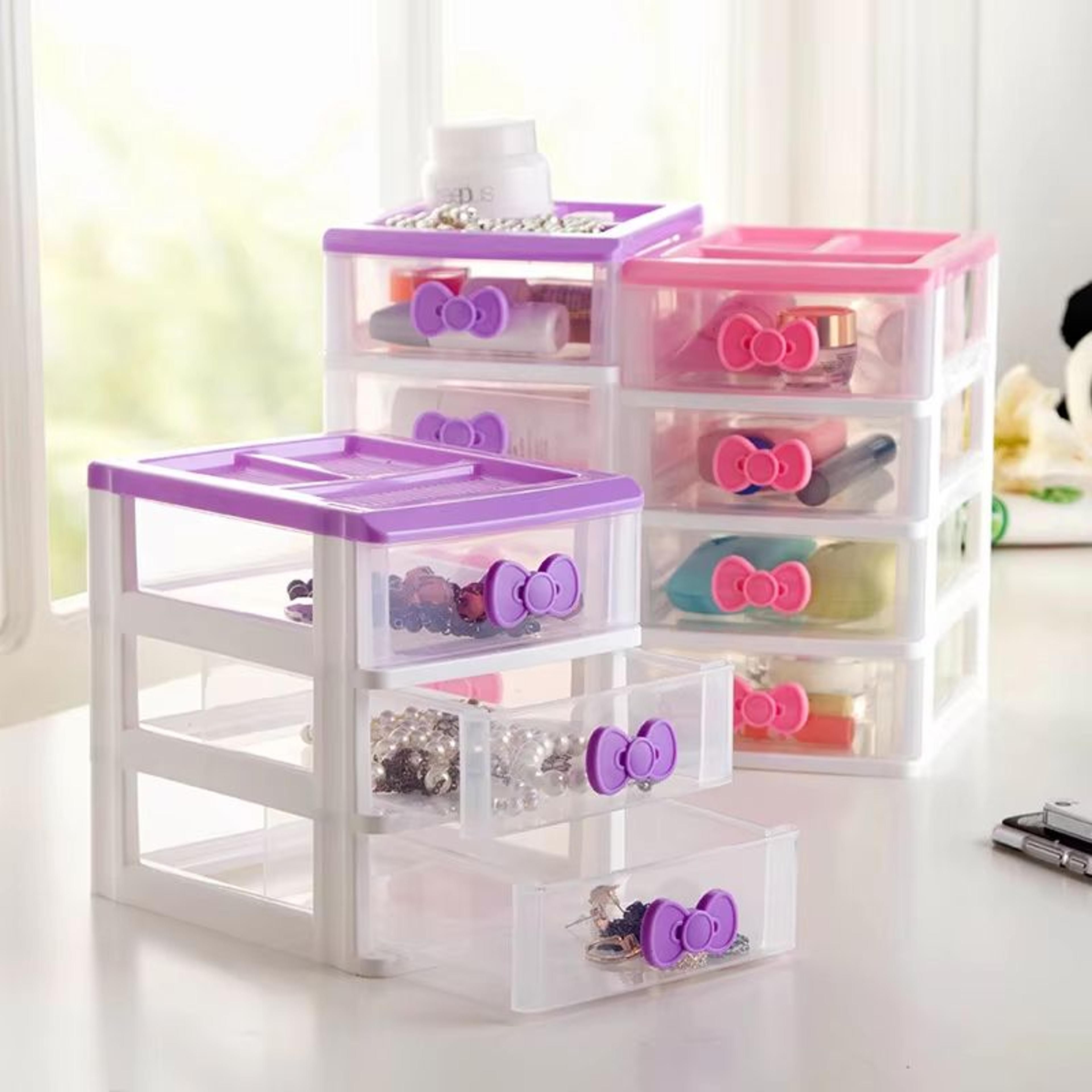 WBBOOMING Small Drawer Jewelry Storage Box Multi Layer Plastic Desktop Organizer For Cosmetics And  3