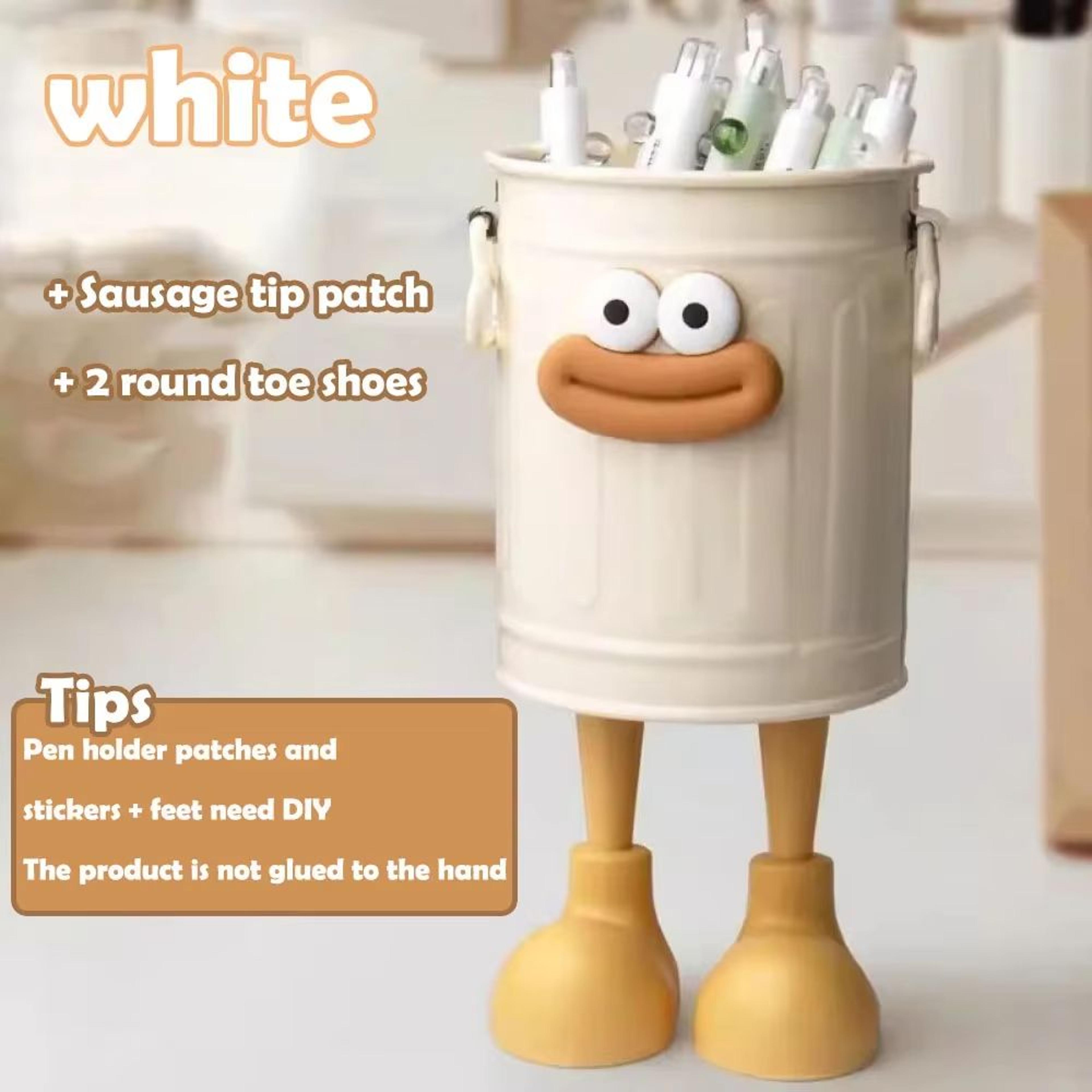 Cartoon Style Large Capacity Pen Holder Retro Desk Organizer Storage Bucket For Students And Office 6