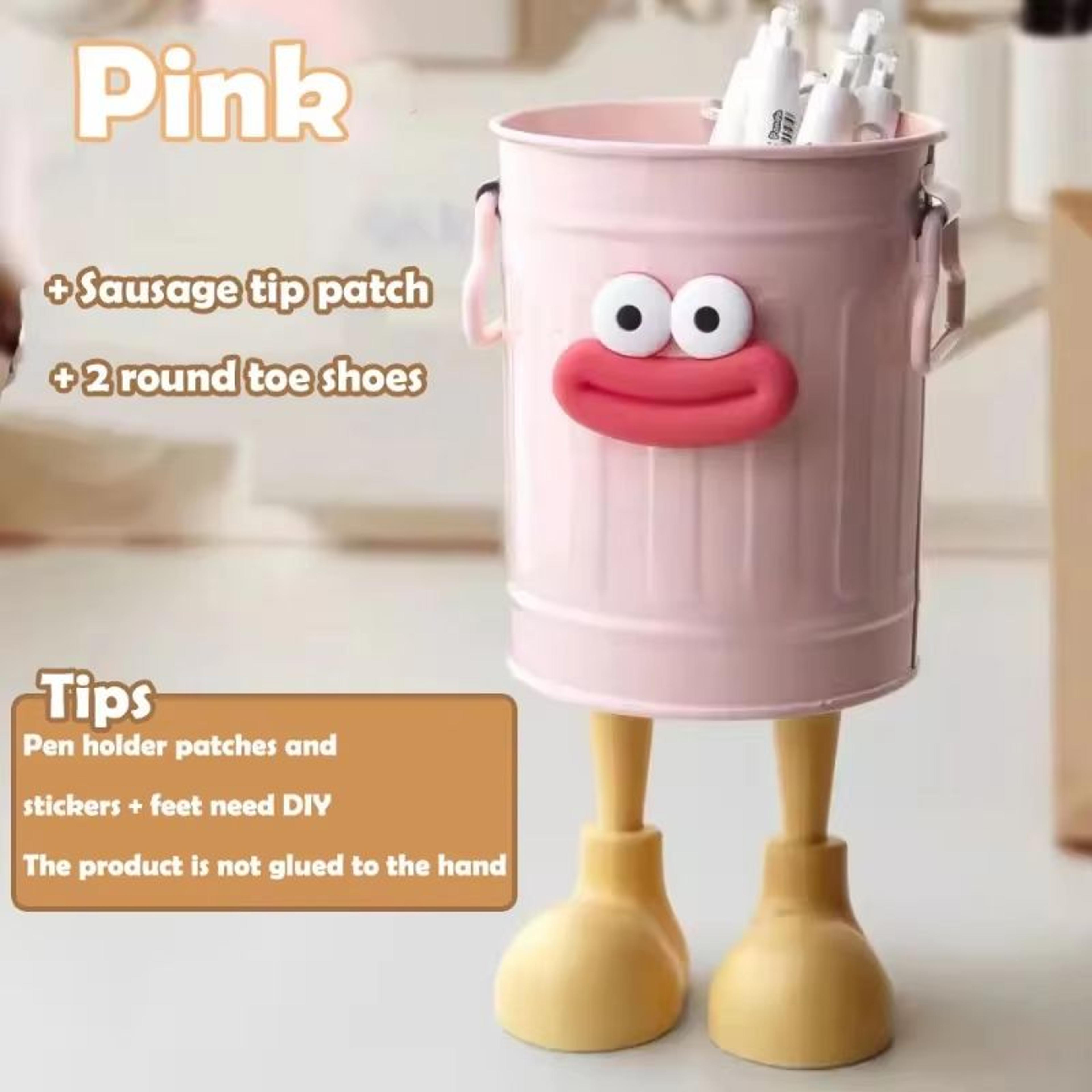 Cartoon Style Large Capacity Pen Holder Retro Desk Organizer Storage Bucket For Students And Office 7