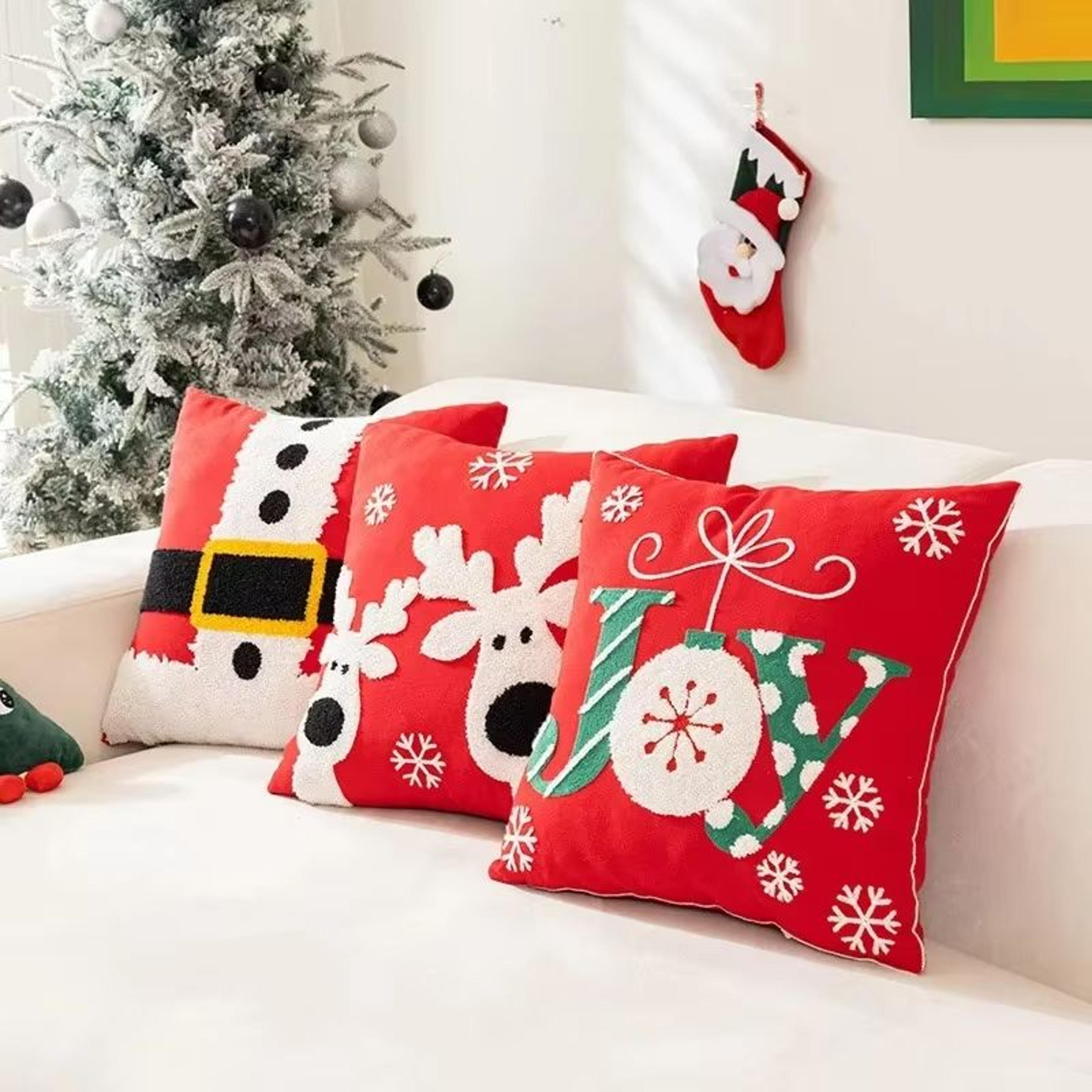 Embroidered Christmas Pillowcase Decorative Cushion Cover For Sofa And Living Room Holiday Decor 1