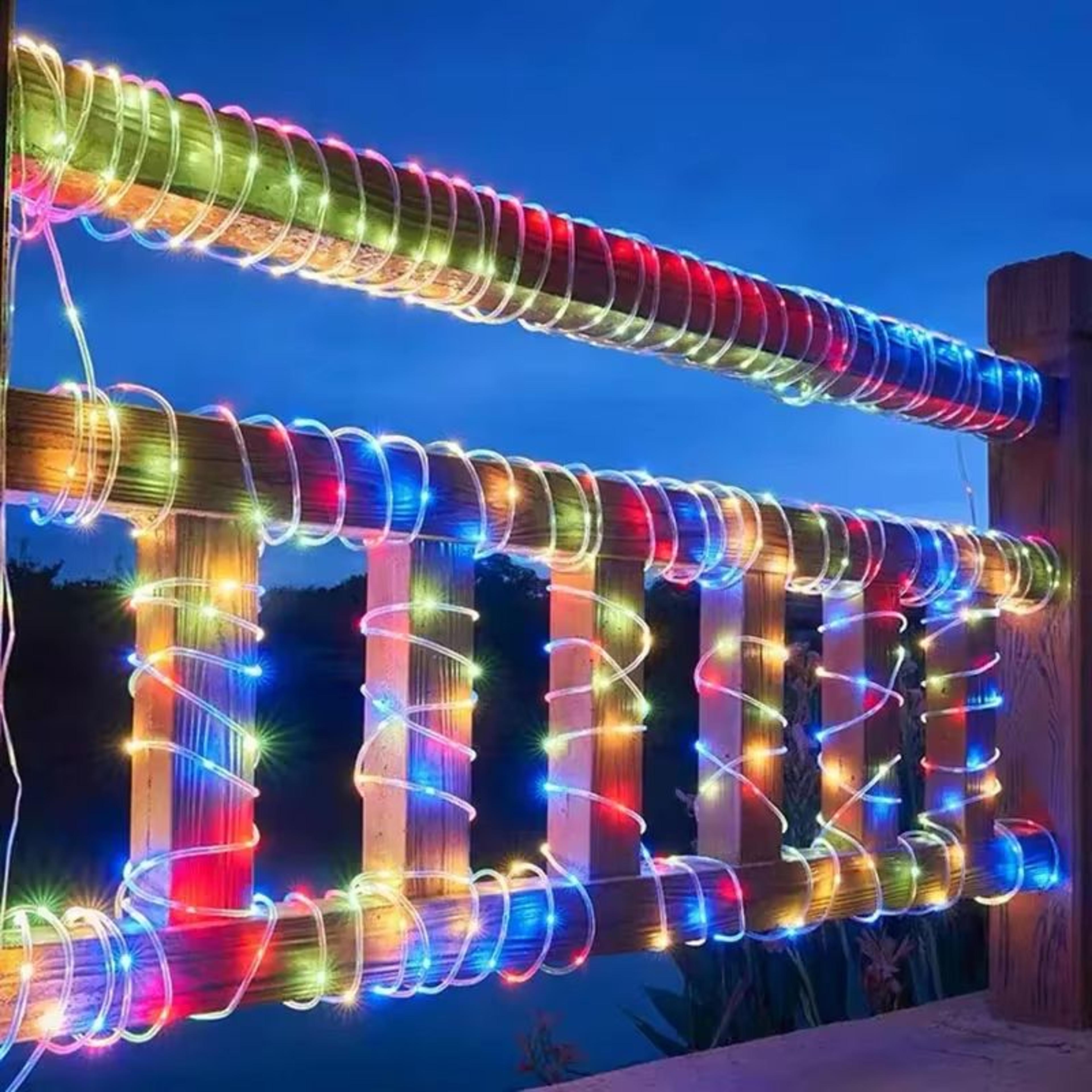 Solar LED Rope Tube String Lights Outdoor Garden And Christmas Decoration Flexible Fairy Light Garl 5
