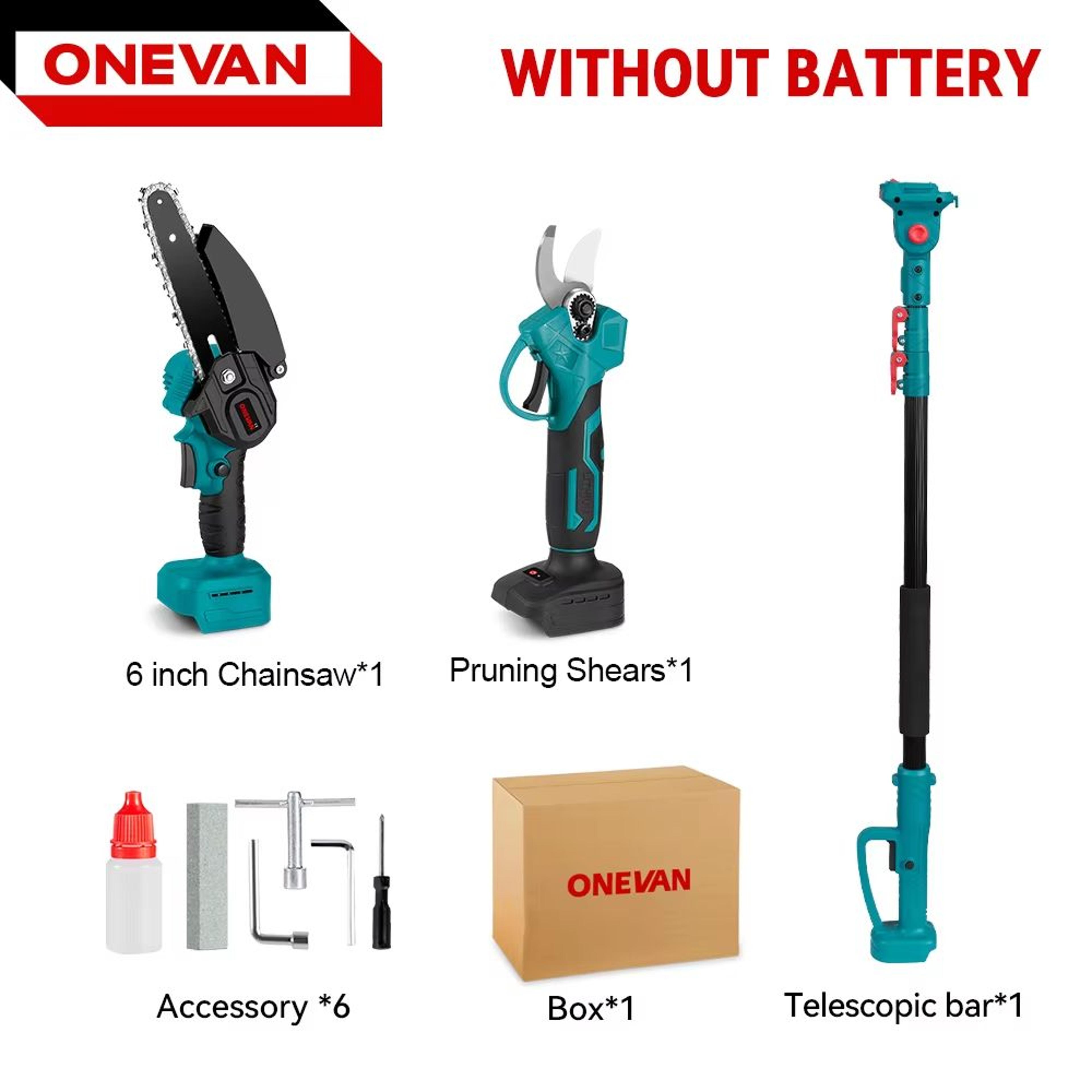 ONEVAN 3500W 2in1 Cordless Telescoping Pole Chainsaw And Pruning Shears For 18V Battery 7