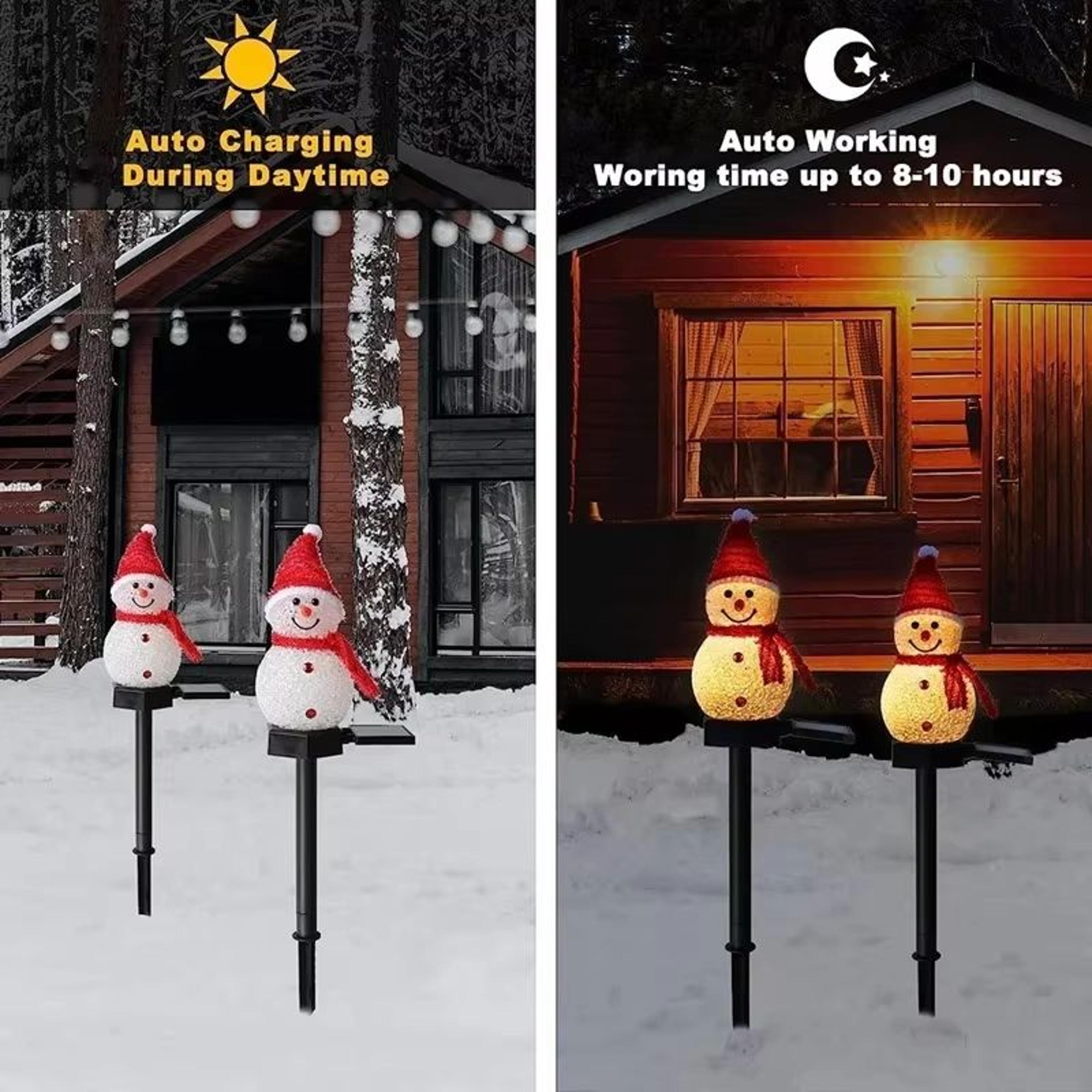 LED Snowman Solar Garden Stake Lights For Outdoor Christmas Pathway Decoration 3
