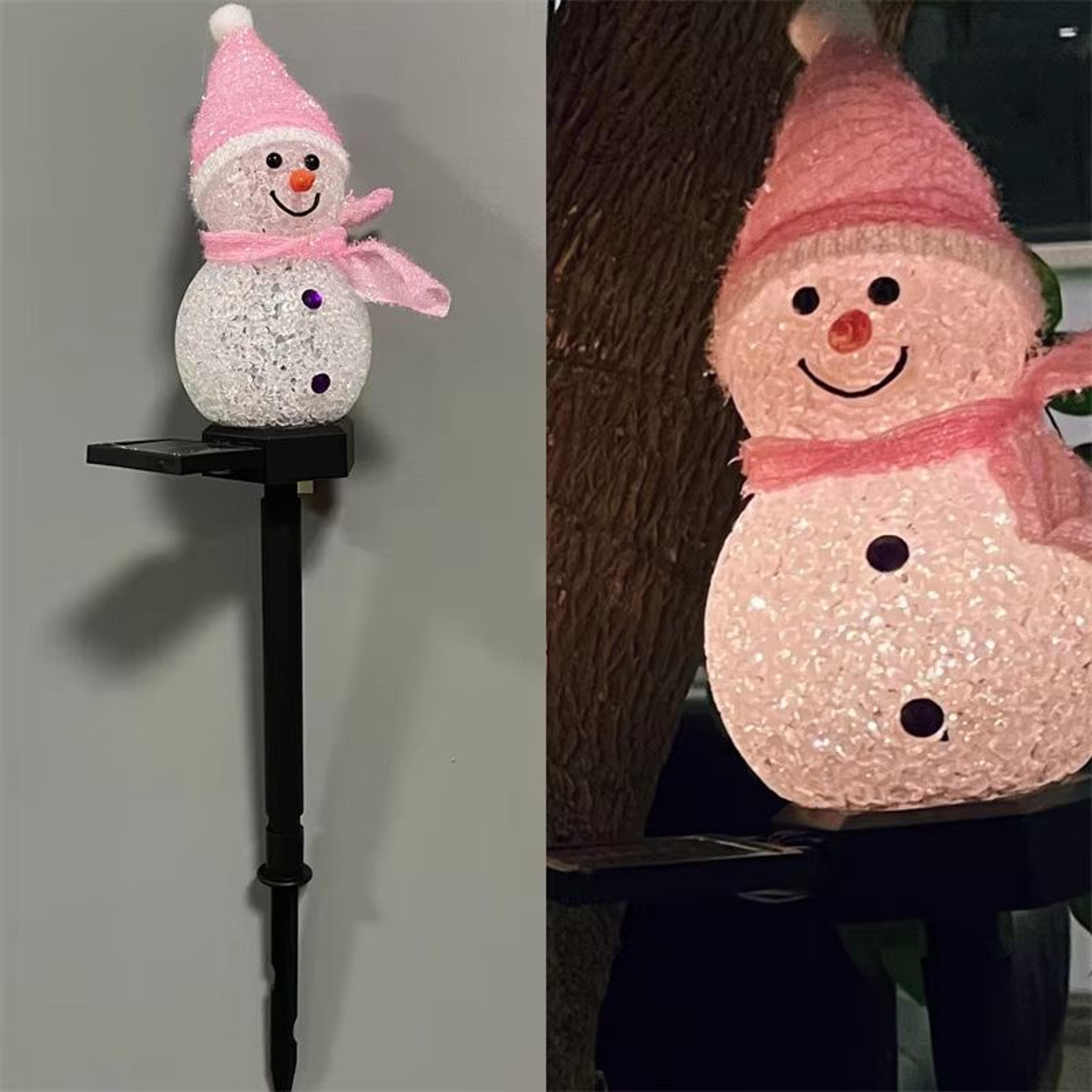 LED Snowman Solar Garden Stake Lights For Outdoor Christmas Pathway Decoration 6