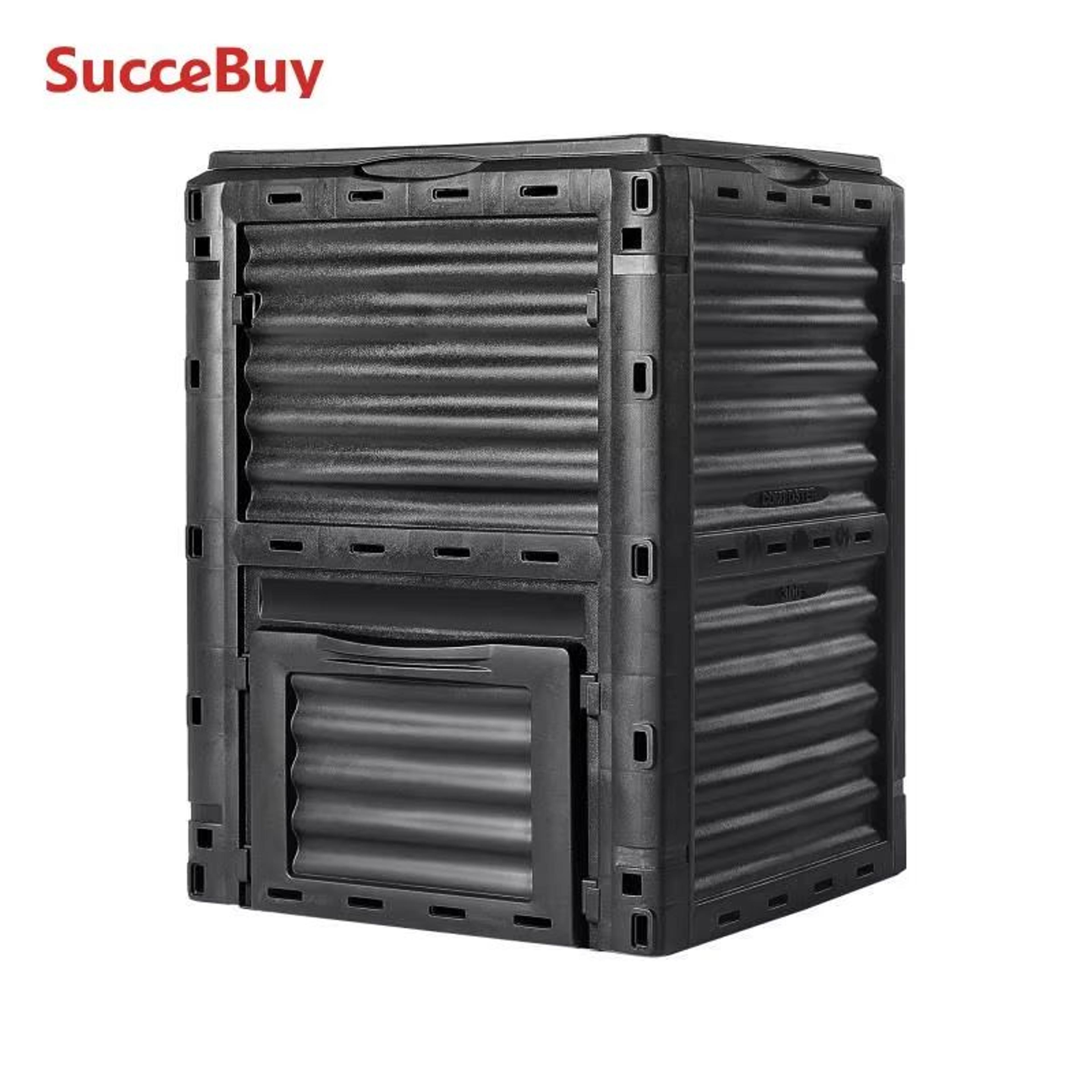 SucceBuy BPA Free Large Capacity Outdoor Garden Compost Bin With Lid And Bottom Door 0